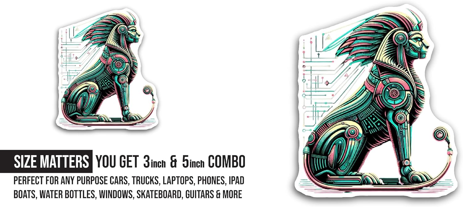 2 (Pieces) 3" and 5" Brightly Colored Statue Sticker, Waterproof Vinyl Decals for Many Purpose Like Cars, Trucks, Laptops, Phones, Windows and More