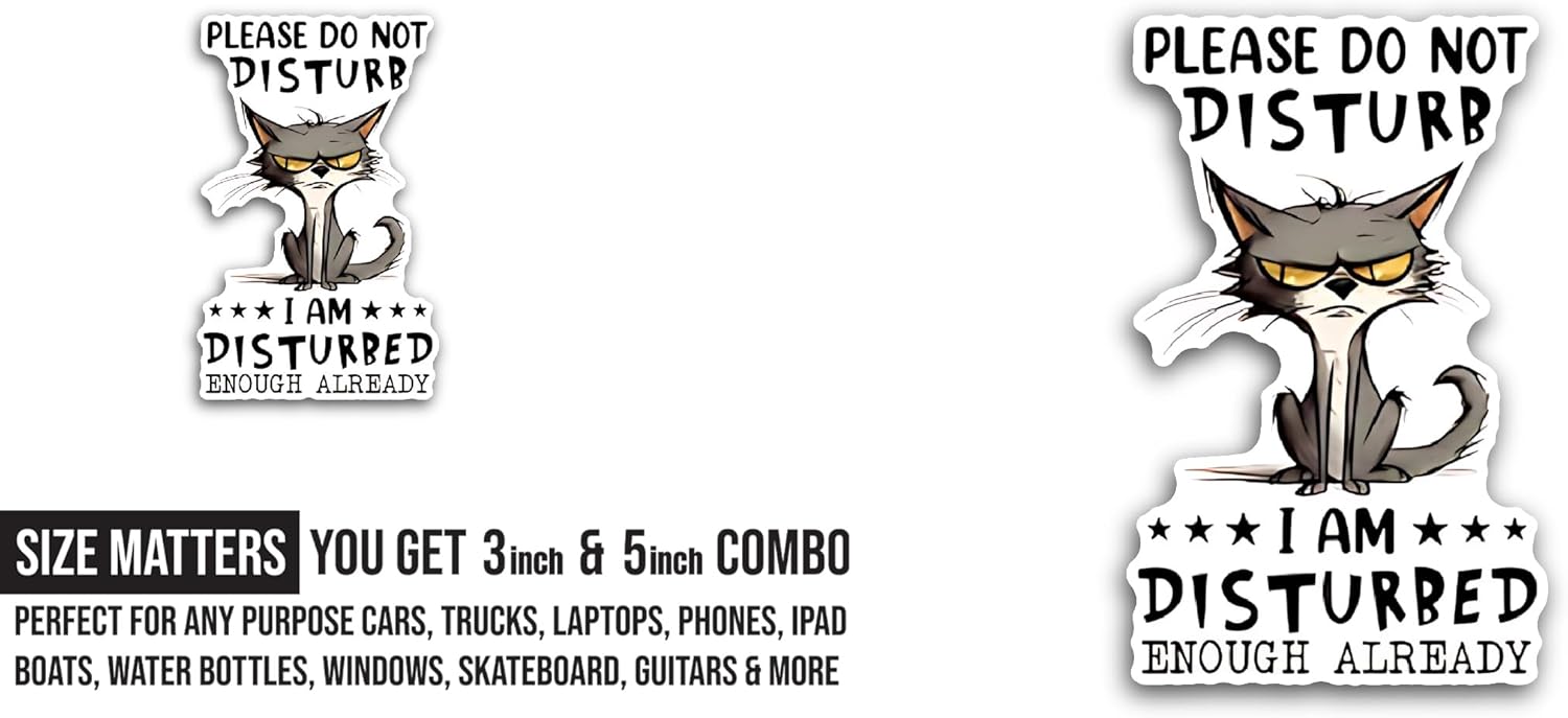 2 (Pieces) 3" and 5" Please Do Not Disturb Sticker, Waterproof Vinyl Decals for Many Purpose Like Cars, Trucks, Laptops, Phones, Windows and More