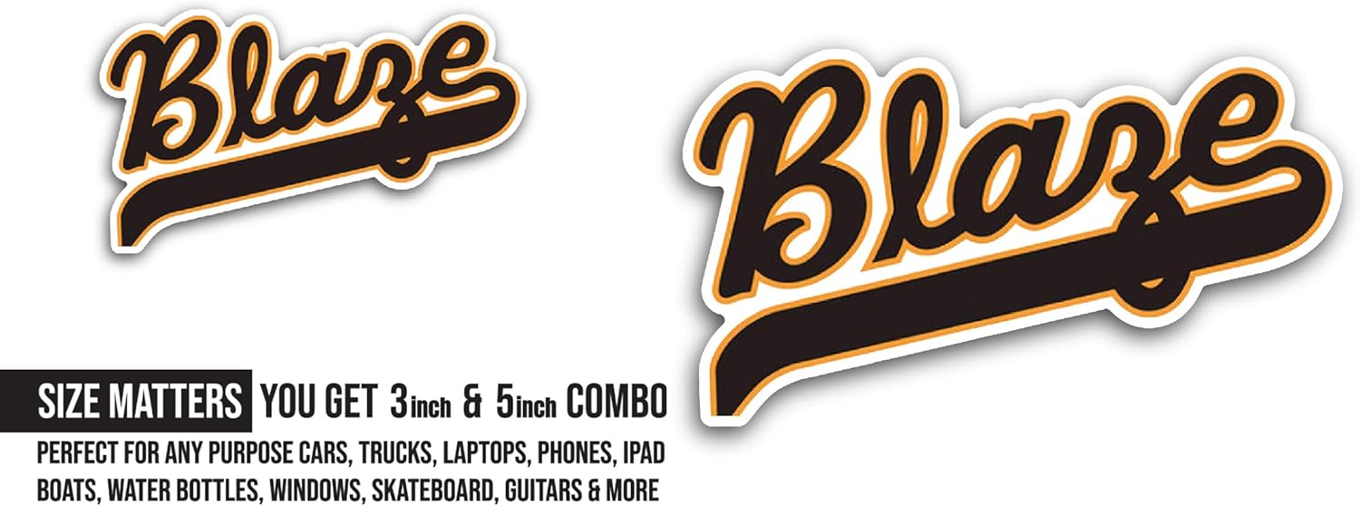 2 (Pieces) 3" and 5" Bakersfield Bl@ze Sticker, Waterproof Vinyl Decals for Many Purpose Like Cars, Trucks, Laptops, Phones, Windows and More