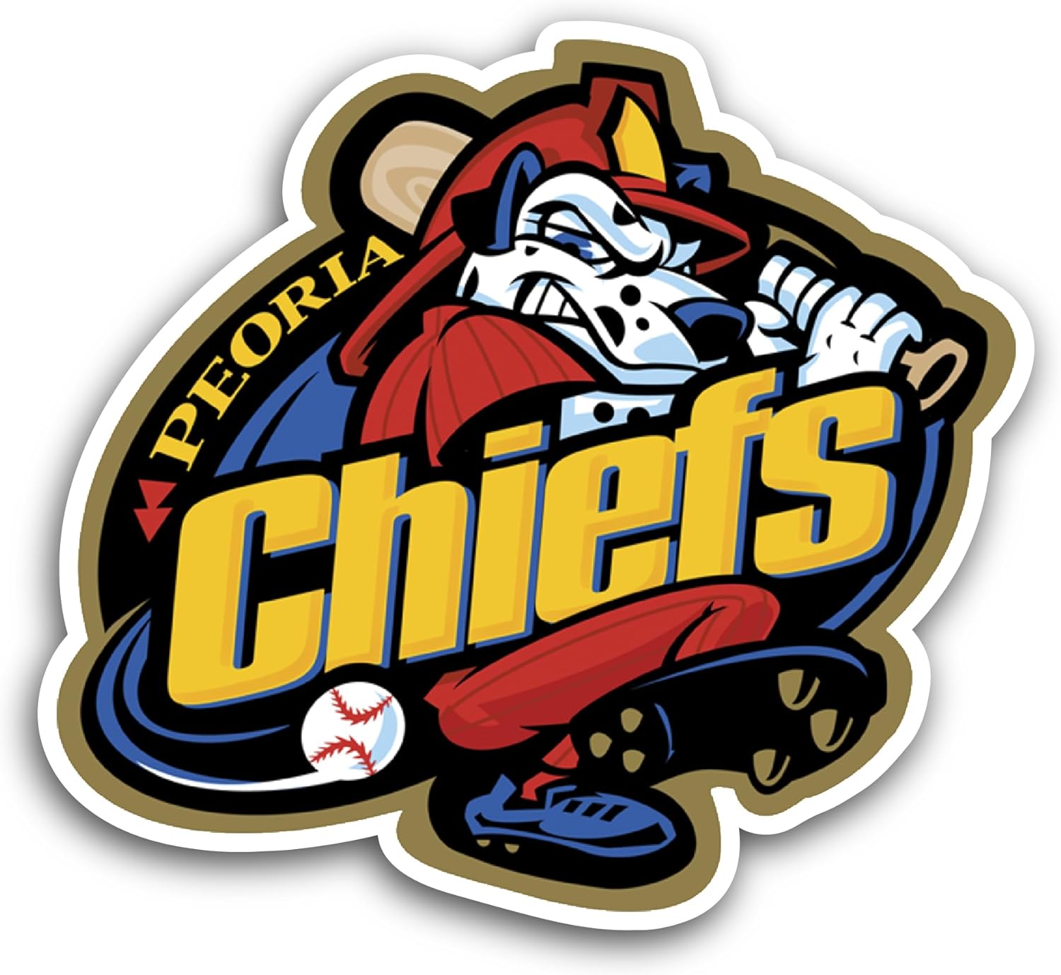 2 (Pieces) 3" and 5" Pe0ria Baseball Logo Decal Sticker, Waterproof Vinyl Decals for Many Purpose Like Cars, Trucks, Laptops, Phones, Windows and More