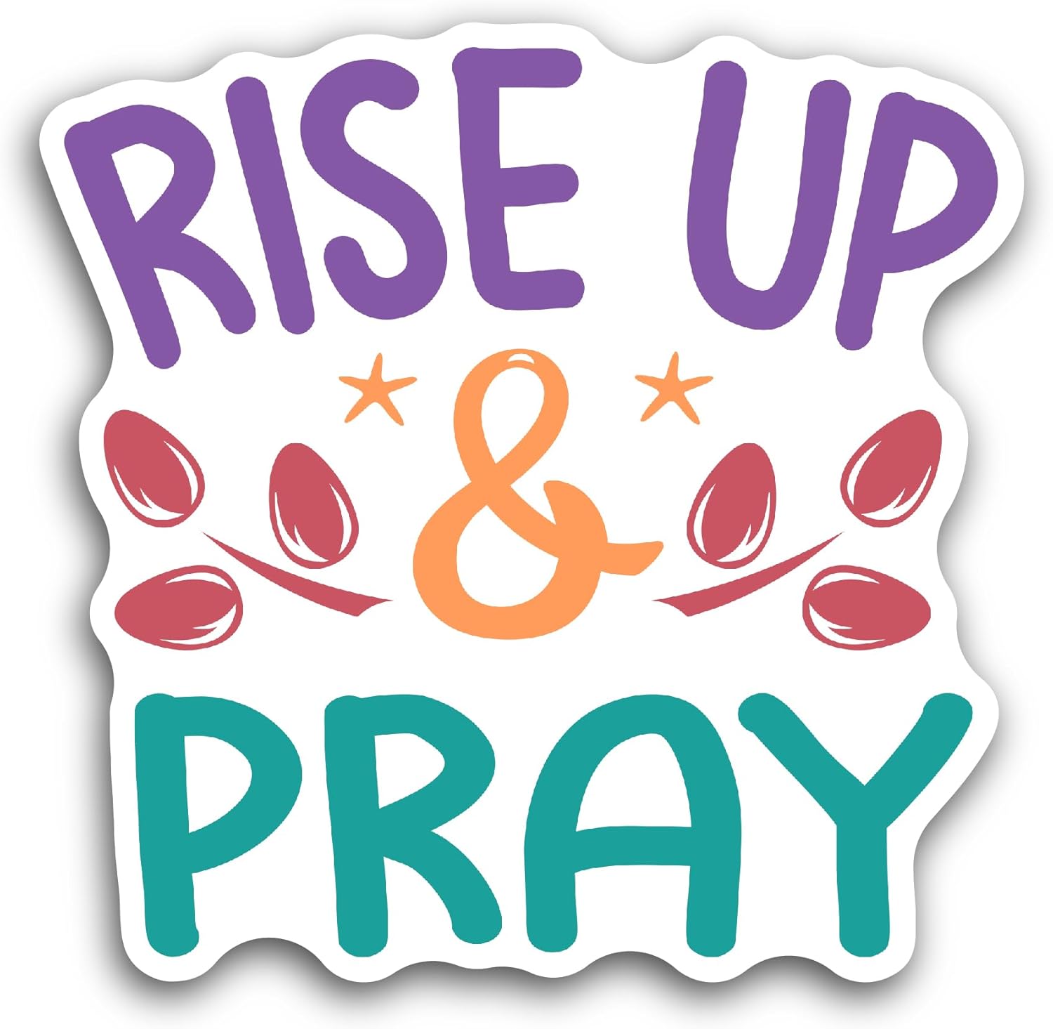 2 (Pieces) 3" and 5" Rise Up Text Sticker, Waterproof Vinyl Decals for Many Purpose Like Cars, Trucks, Laptops, Phones, Windows and More