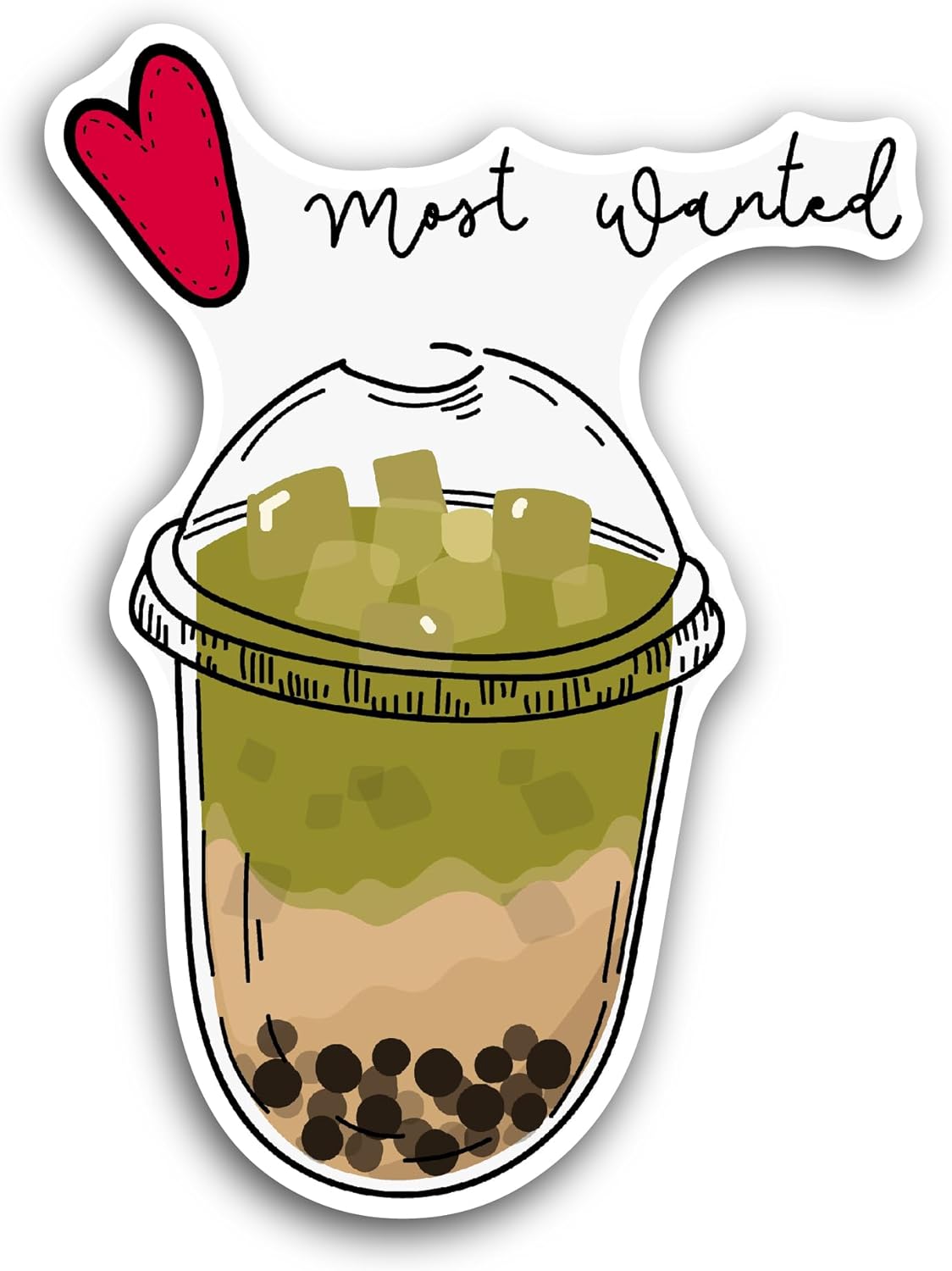 2 (Pieces) 3" and 5" Green Bubble Tea Sticker, Waterproof Vinyl Decals for Many Purpose Like Cars, Trucks, Laptops, Phones, Windows and More