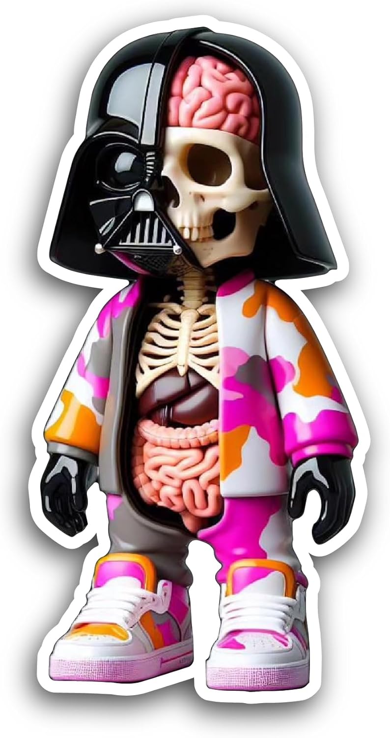 2 (Pieces) 3" and 5" Skeleton with Outfit Sticker, Waterproof Vinyl Decals for Many Purpose Like Cars, Trucks, Laptops, Phones, Windows and More