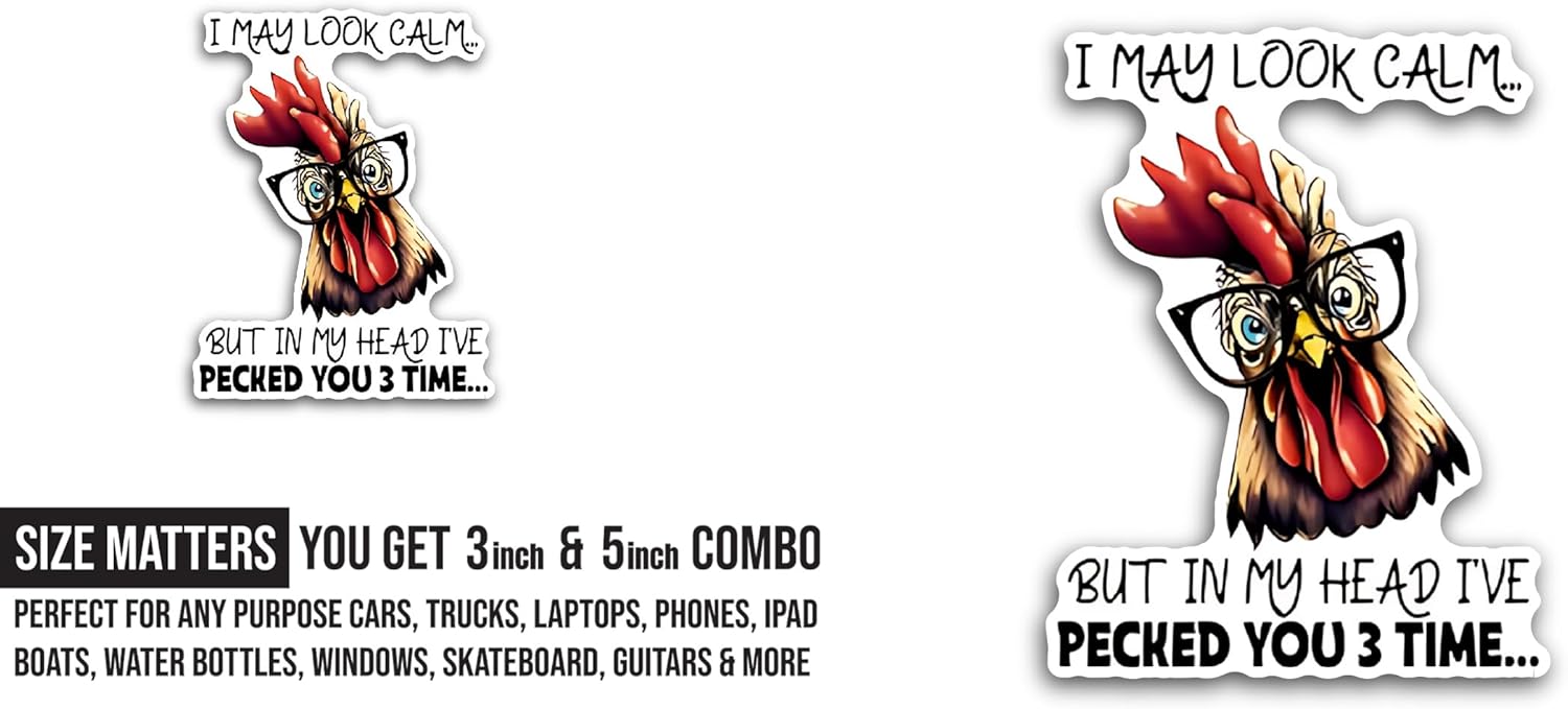 2 (Pieces) 3" and 5" I May Look Calm Sticker, Waterproof Vinyl Decals for Many Purpose Like Cars, Trucks, Laptops, Phones, Windows and More