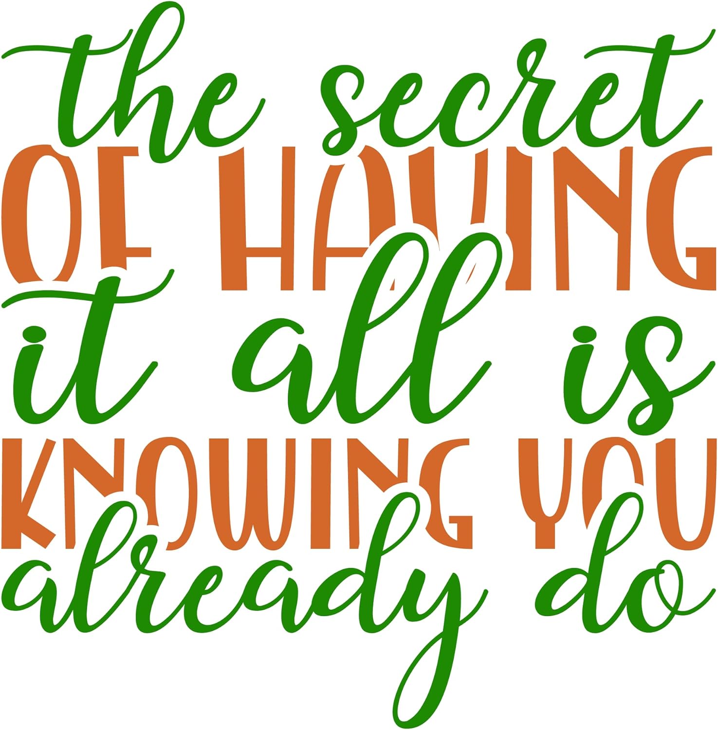 Inspirational Quote "The Secret to Having It All is Knowing You Already do" Motivational Sticker Vinyl Decal Motivation Stickers- 5" Vinyl Sticker Waterproof