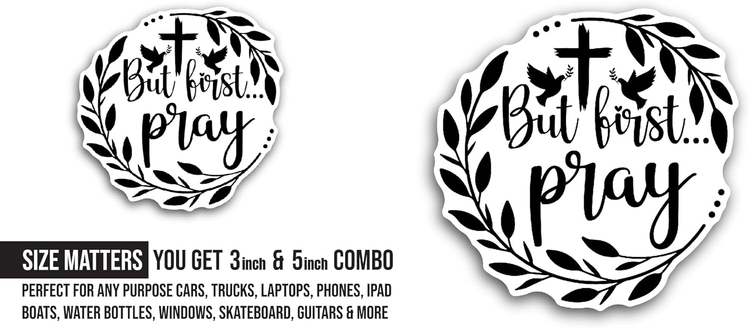 2 (Pieces) 3" and 5" But First Pray Lettering Sticker, Waterproof Vinyl Decals for Many Purpose Like Cars, Trucks, Laptops, Phones, Windows and More (Copy)