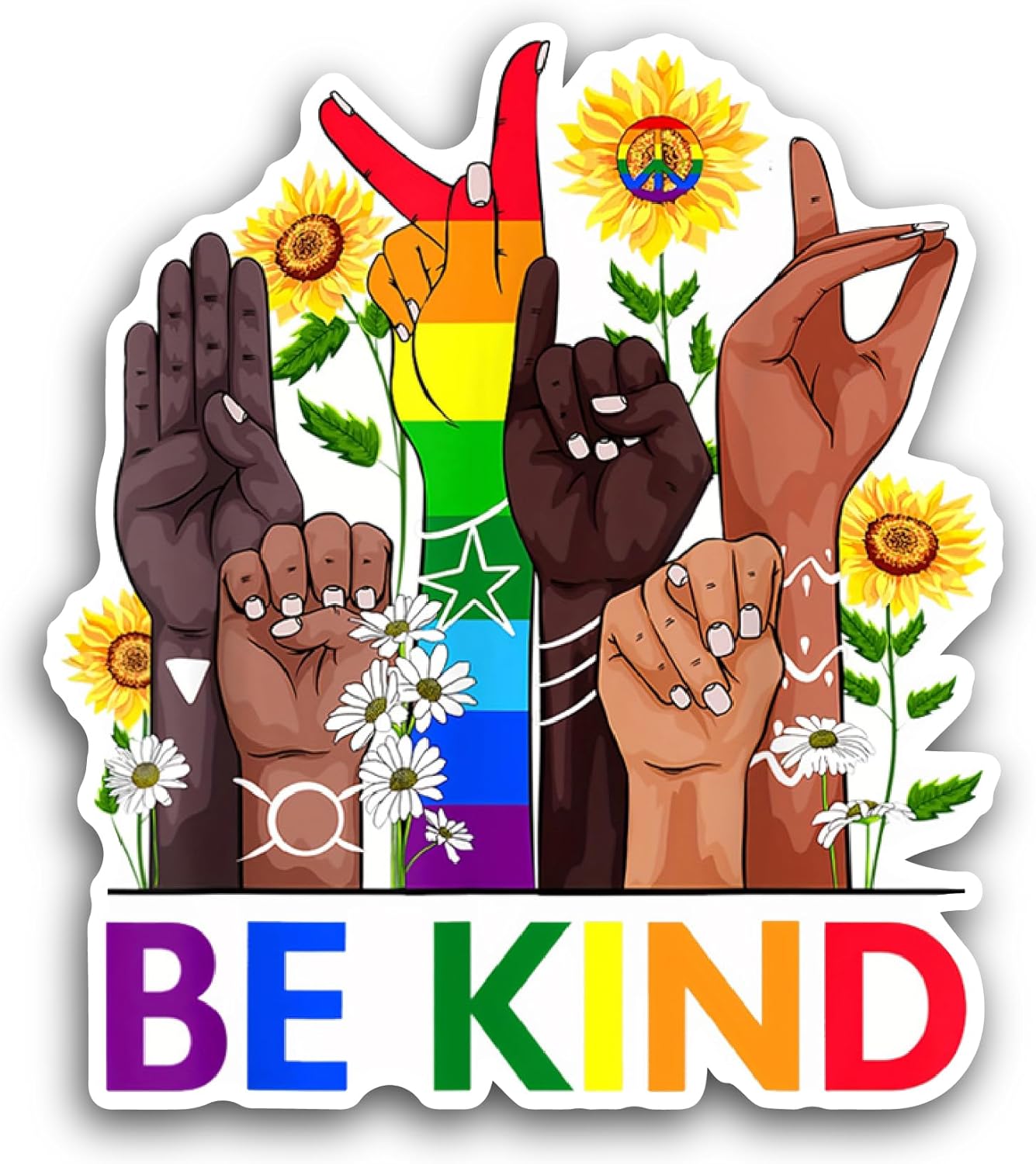 2 (Pieces) 3" and 5" Be Kind Lettering Sticker, Waterproof Vinyl Decals for Many Purpose Like Cars, Trucks, Laptops, Phones, Windows and More