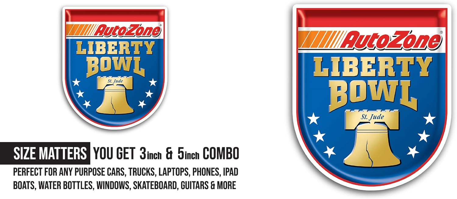 2 (Pieces) 3" and 5" AutoZone Liberty B0wl Sticker, Waterproof Vinyl Decals for Many Purpose Like Cars, Trucks, Laptops, Phones, Windows and More