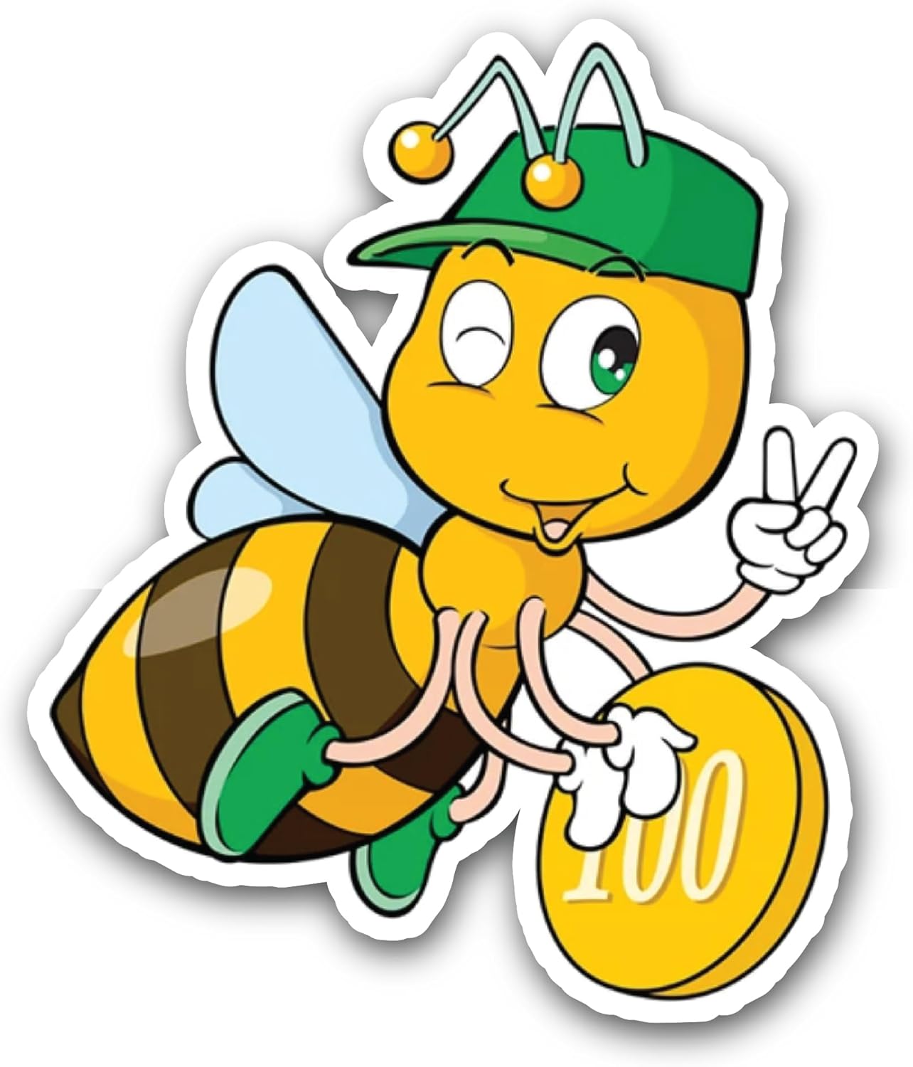 2 (Pieces) 3" and 5" Honey Bee Sticker, Waterproof Vinyl Decals for Many Purpose Like Cars, Trucks, Laptops, Phones, Windows and More