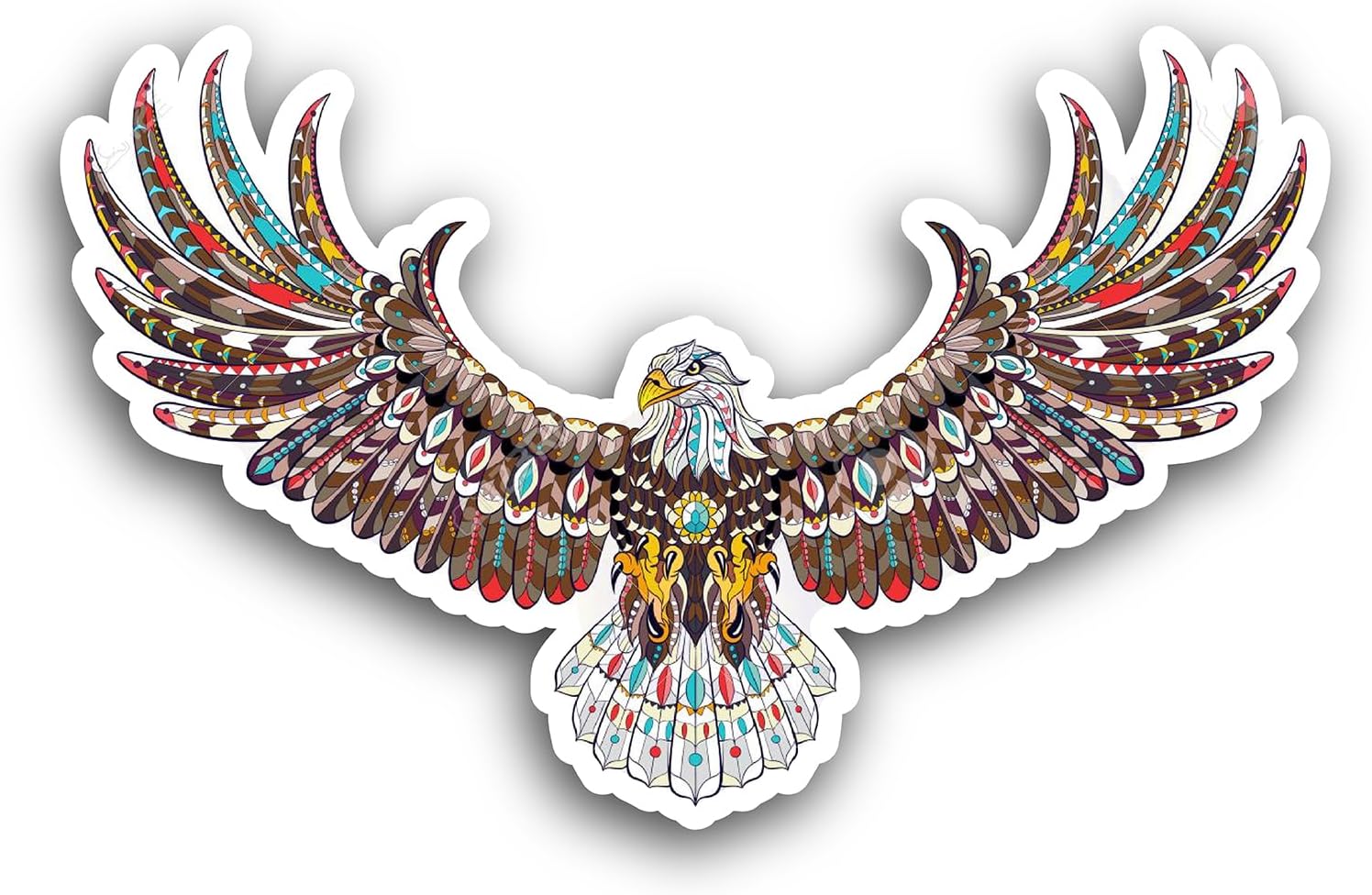 2 (Pieces) 3" and 5" Colorful Eagle Wing Sticker, Waterproof Vinyl Decals for Many Purpose Like Cars, Trucks, Laptops, Phones, Windows and More