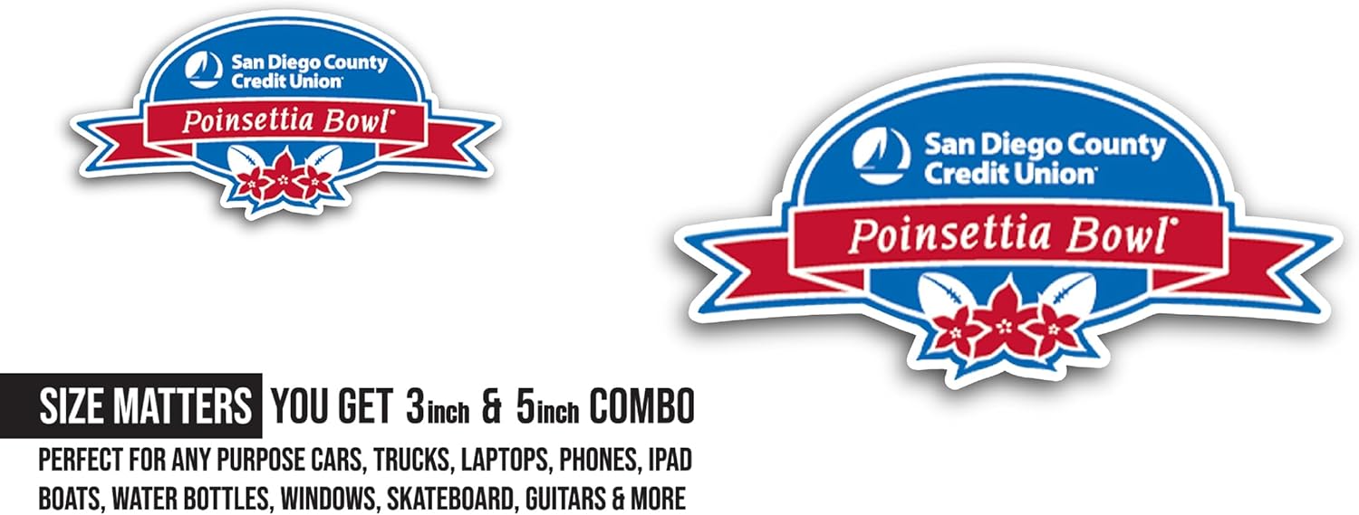 2 (Pieces) 3" and 5" Poinsettia B0wl Sticker, Waterproof Vinyl Decals for Many Purpose Like Cars, Trucks, Laptops, Phones, Windows and More