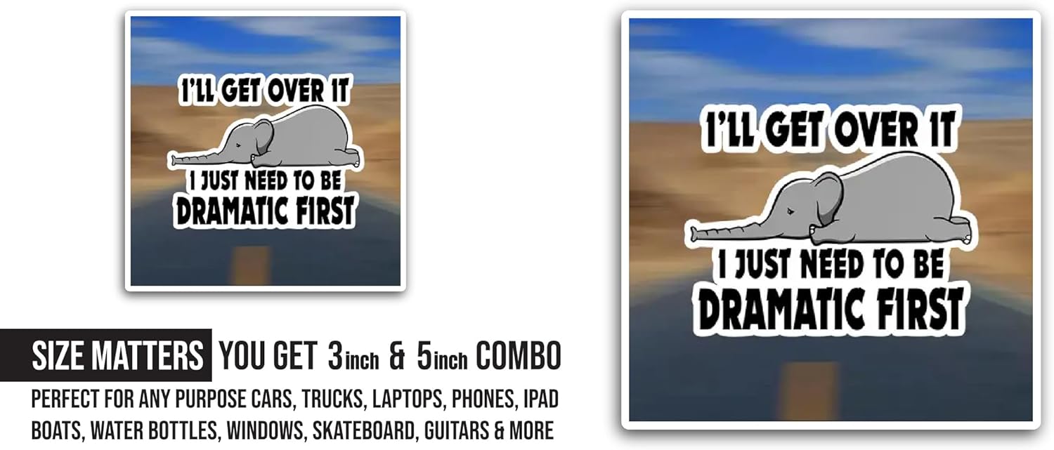 2 (Pieces) 3" and 5" I'll Get Over It Sticker, Waterproof Vinyl Decals for Many Purpose Like Cars, Trucks, Laptops, Phones, Windows and More