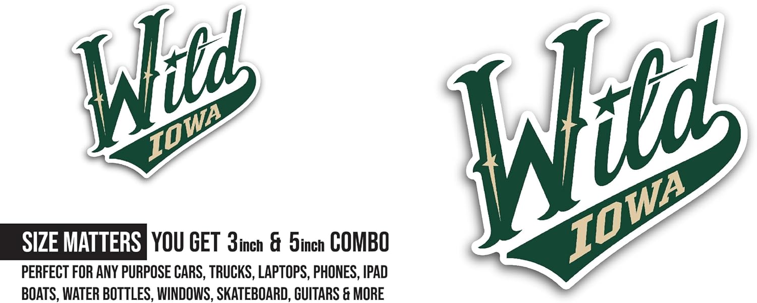 2 (Pieces) 3" and 5" I0wa Wild Sticker, Waterproof Vinyl Decals for Many Purpose Like Cars, Trucks, Laptops, Phones, Windows and More