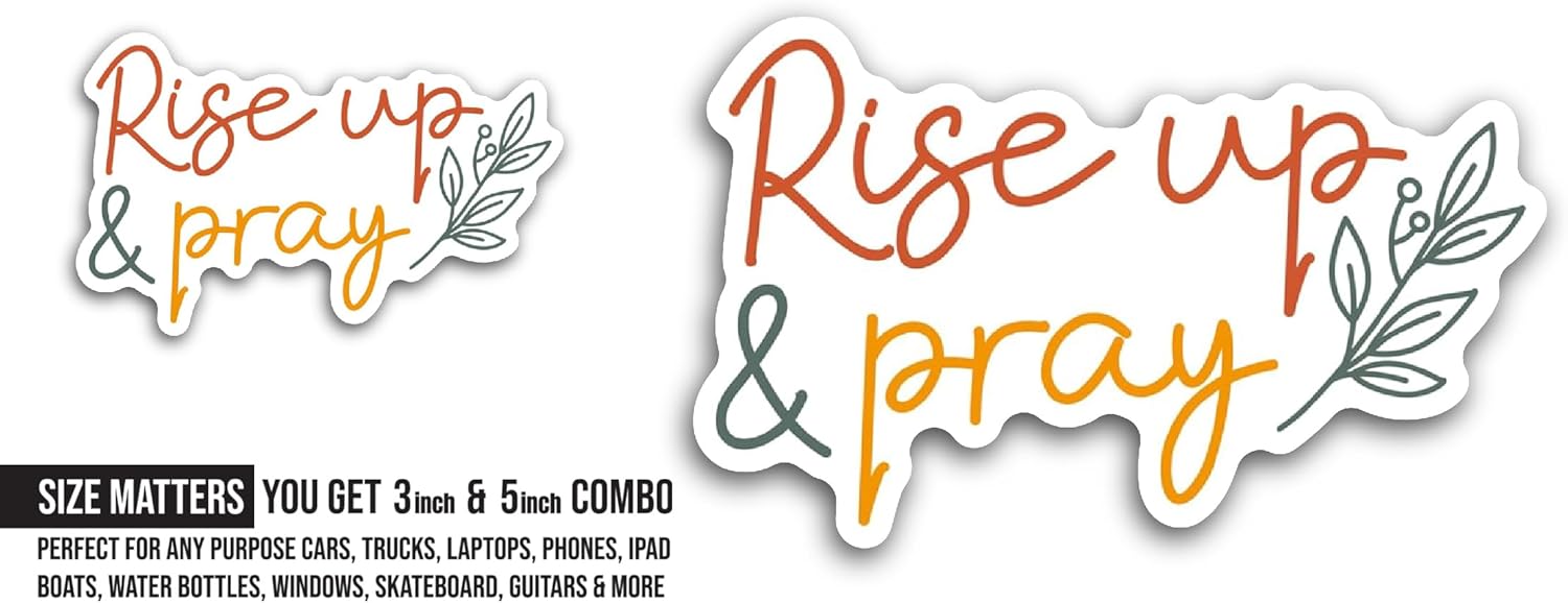 2 (Pieces) 3" and 5" Rise Up Sticker, Waterproof Vinyl Decals for Many Purpose Like Cars, Trucks, Laptops, Phones, Windows and More