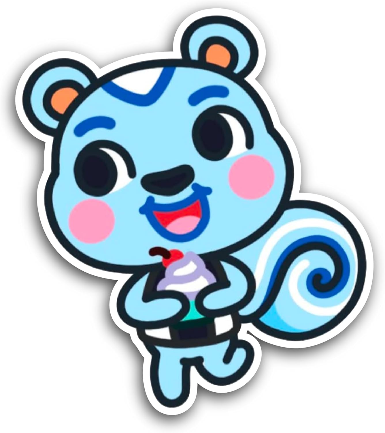 2 (Pieces) 3" and 5" Blue Cartoon Chipmunk Sticker, Waterproof Vinyl Decals for Many Purpose Like Cars, Trucks, Laptops, Phones, Windows and More