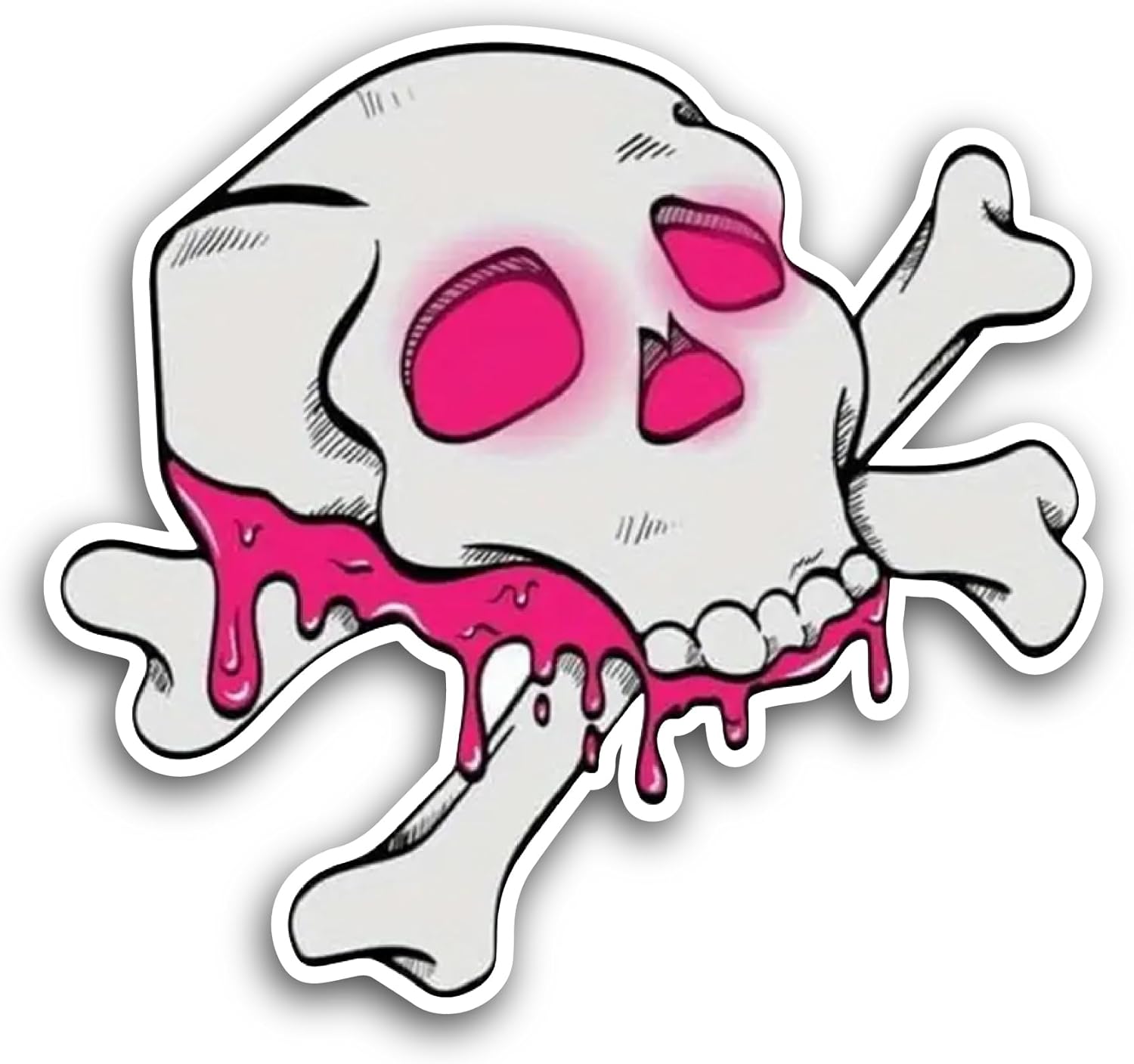 2 (Pieces) 3" and 5" Cartoon Skull and Cross Bones Sticker, Waterproof Vinyl Decals for Many Purpose Like Cars, Trucks, Laptops, Phones, Windows and More