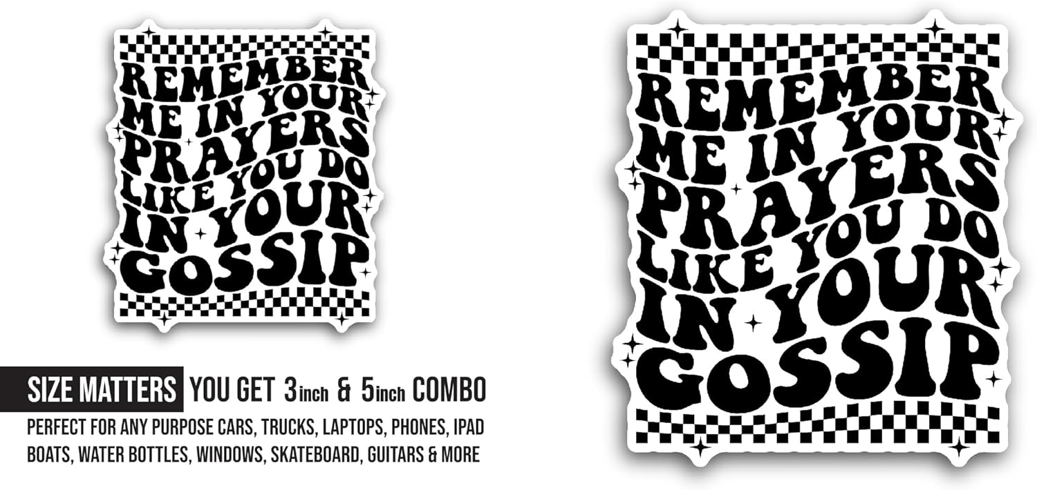 2 (Pieces) 3" and 5" Remember Me in Your Prayers Text Sticker, Waterproof Vinyl Decals for Many Purpose Like Cars, Trucks, Laptops, Phones, Windows and More