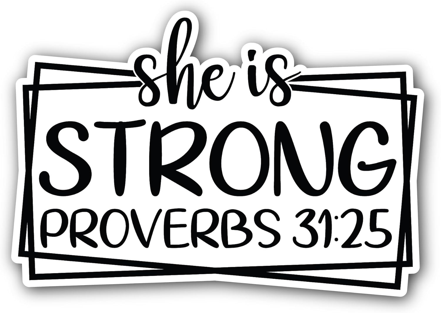 2 (Pieces) 3" and 5" She is Strong Proverbs Sticker, Waterproof Vinyl Decals for Many Purpose Like Cars, Trucks, Laptops, Phones, Windows and More