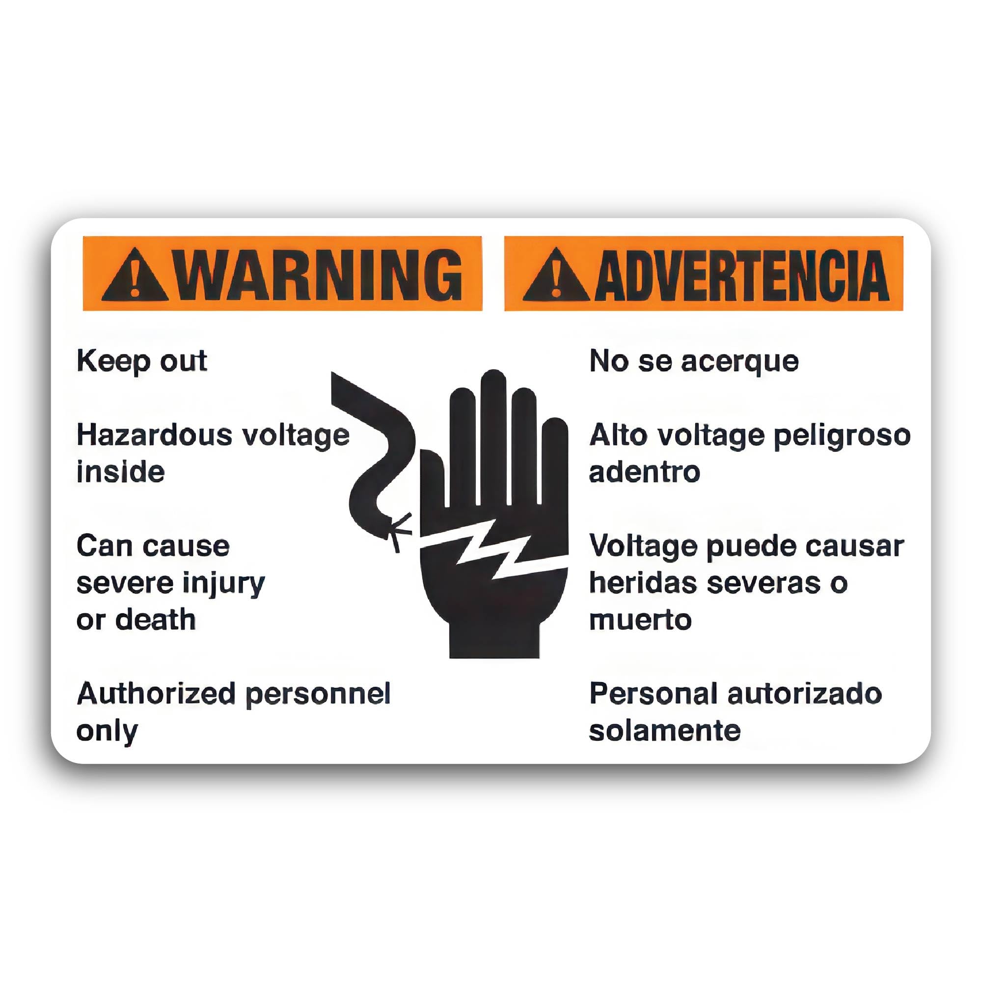 2 (Pieces) 3" and 5" Warning Hazardous Voltage Inside Sticker, Waterproof Vinyl Decals for Many Purp