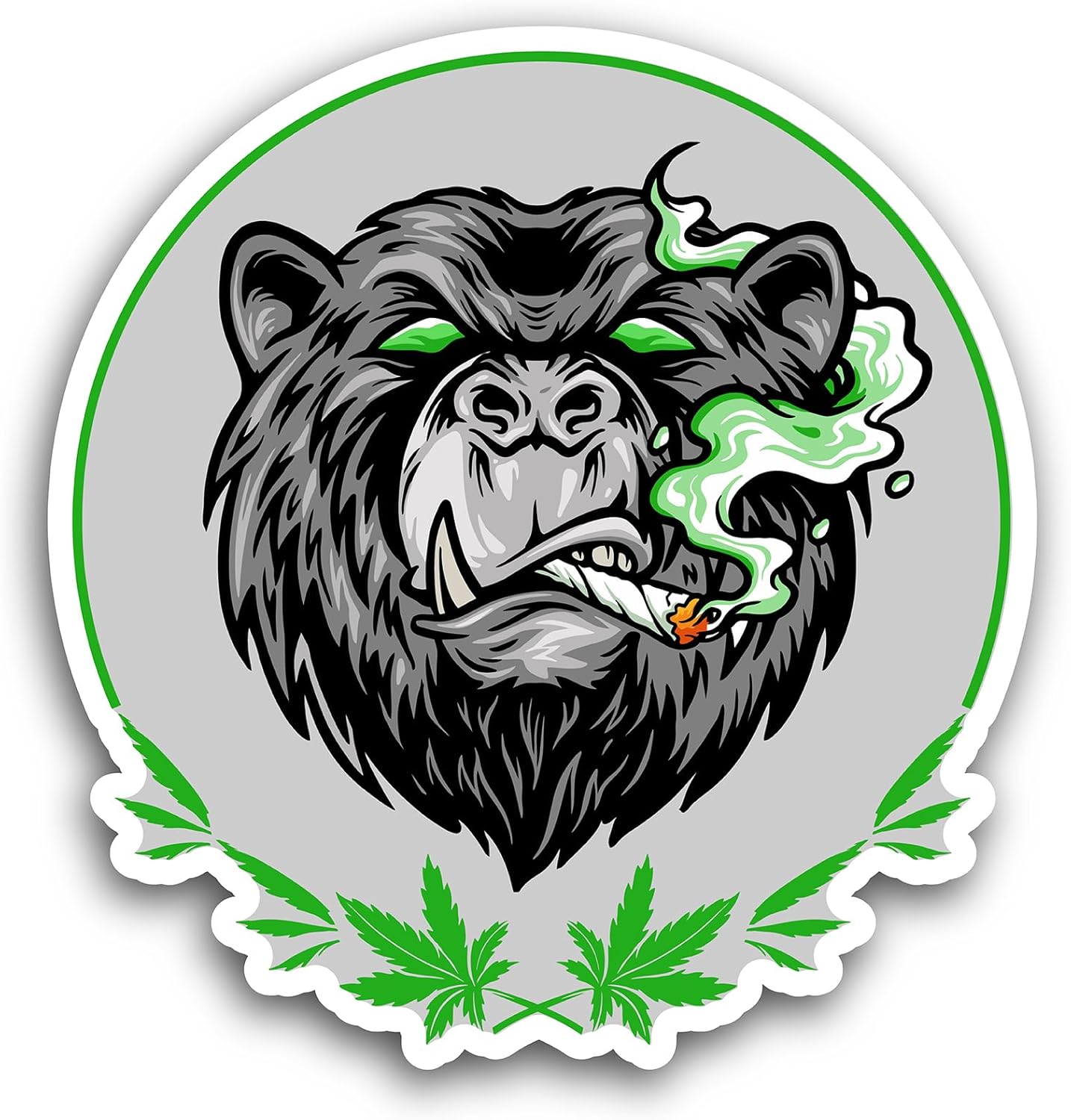 2 (Pieces) 3" and 5" Bear Smoking Marijuana Sticker, Waterproof Vinyl Decals for Many Purpose Like Cars, Trucks, Laptops, Phones, Windows and More