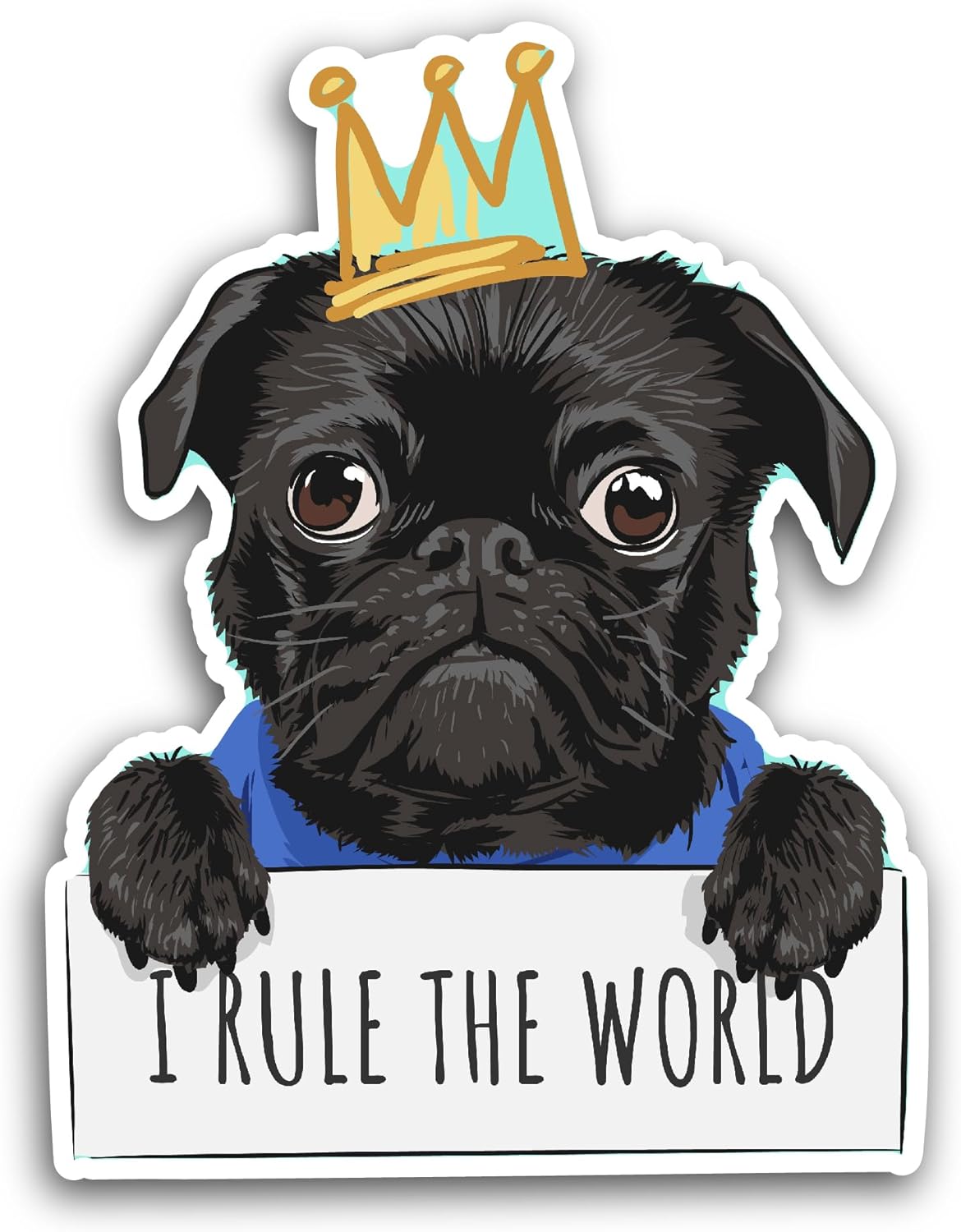 2 (Pieces) 3" and 5" Black Dog Holding Sign Sticker, Waterproof Vinyl Decals for Many Purpose Like Cars, Trucks, Laptops, Phones, Windows and More