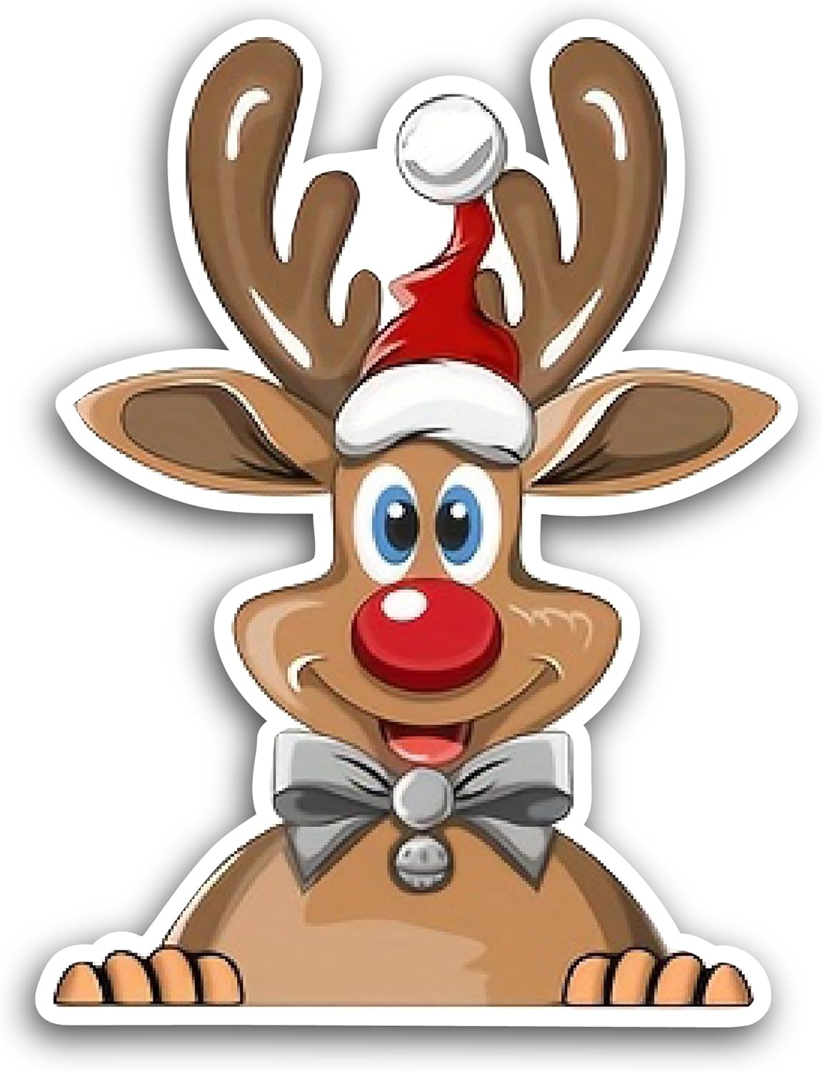 2 (Pieces) 3" and 5" Cute Christmas Reindeer Sticker, Waterproof Vinyl Decals for Many Purpose Like Cars, Trucks, Laptops, Phones, Windows and More