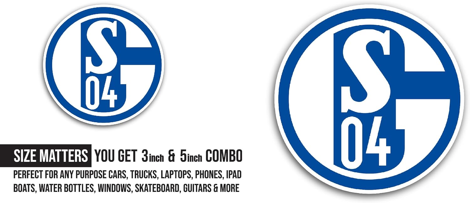 2 (Pieces) 3" and 5" FC SCH@lke 04 Decal Sticker, Waterproof Vinyl Decals for Many Purpose Like Cars, Trucks, Laptops, Phones, Windows and More