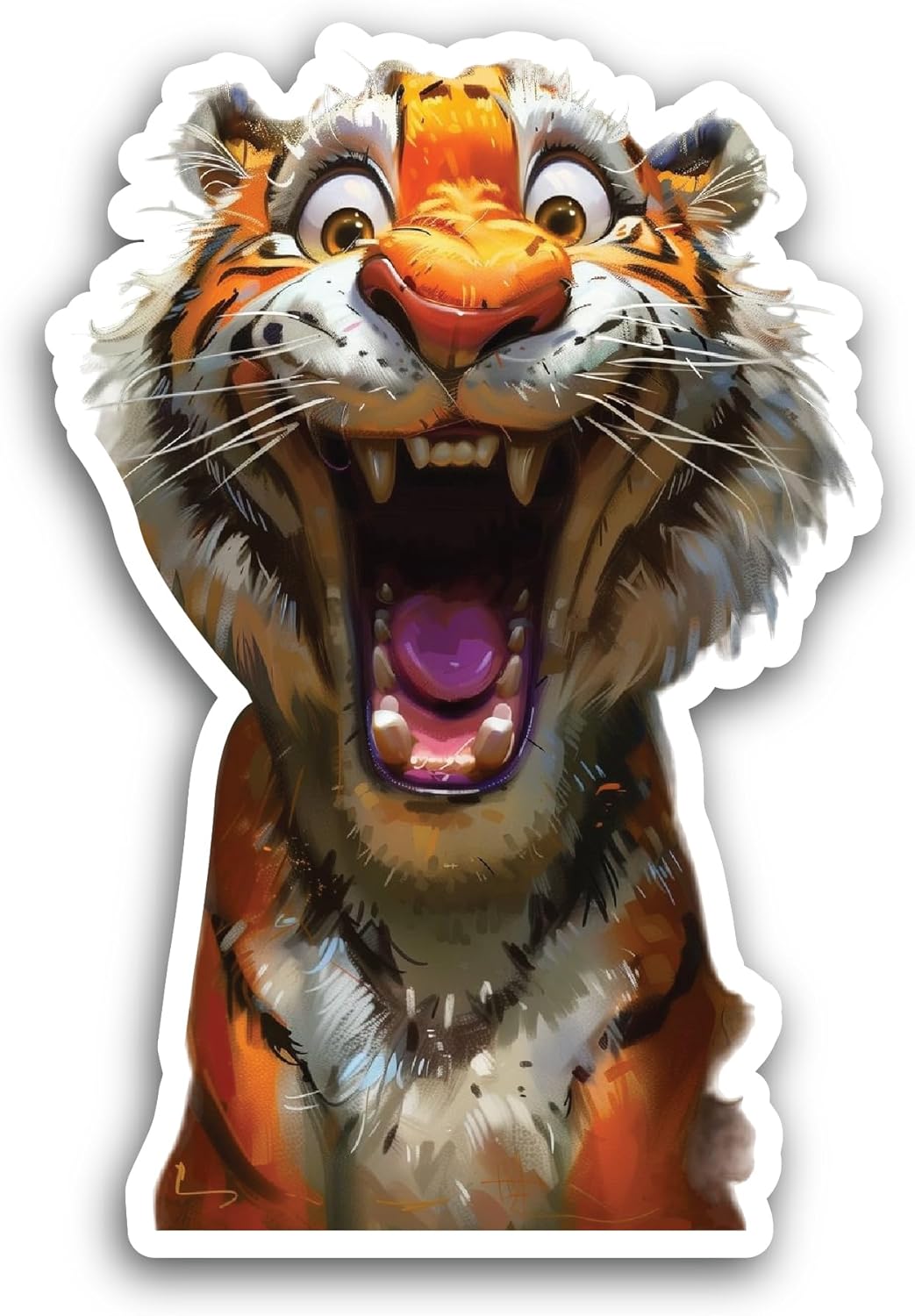 2 (Pieces) 3" and 5" Happy Tiger Sticker, Waterproof Vinyl Decals for Many Purpose Like Cars, Trucks, Laptops, Phones, Windows and More
