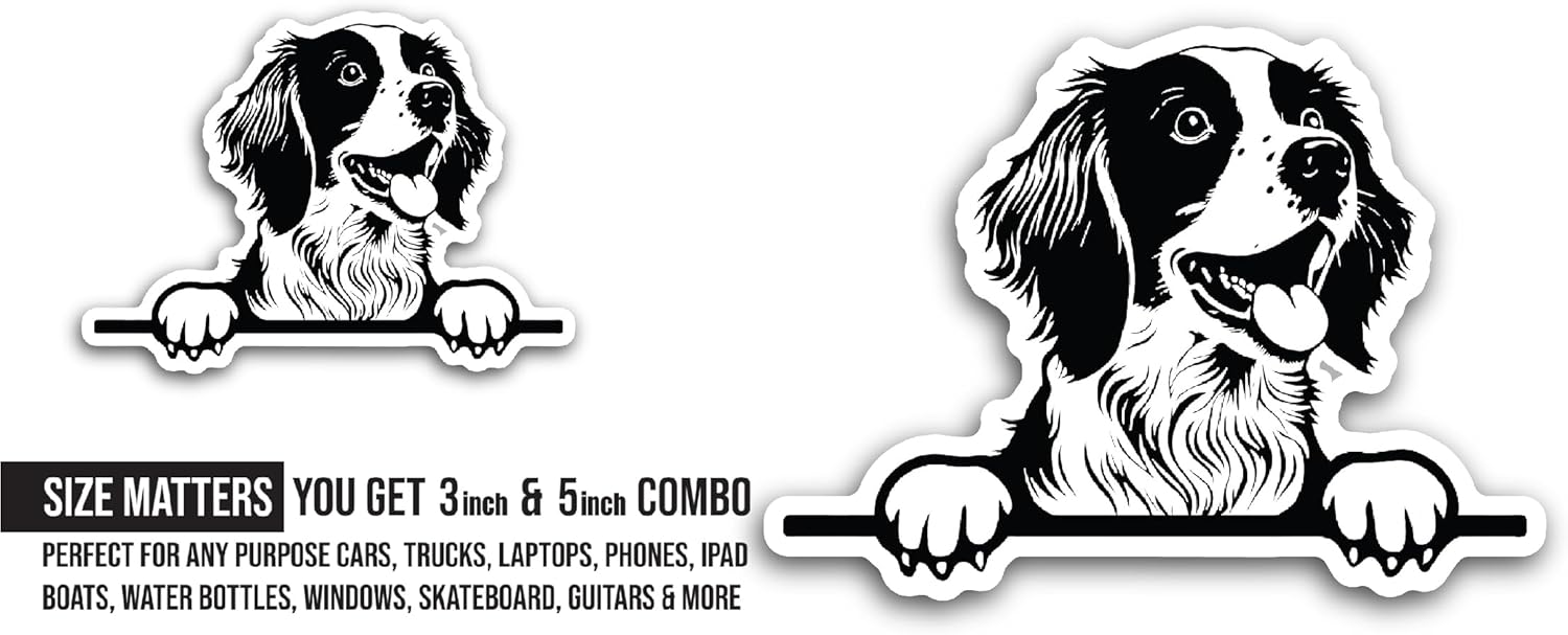 2 (Pieces) 3" and 5" Black and White Dog Sticker, Waterproof Vinyl Decals for Many Purpose Like Cars, Trucks, Laptops, Phones, Windows and More