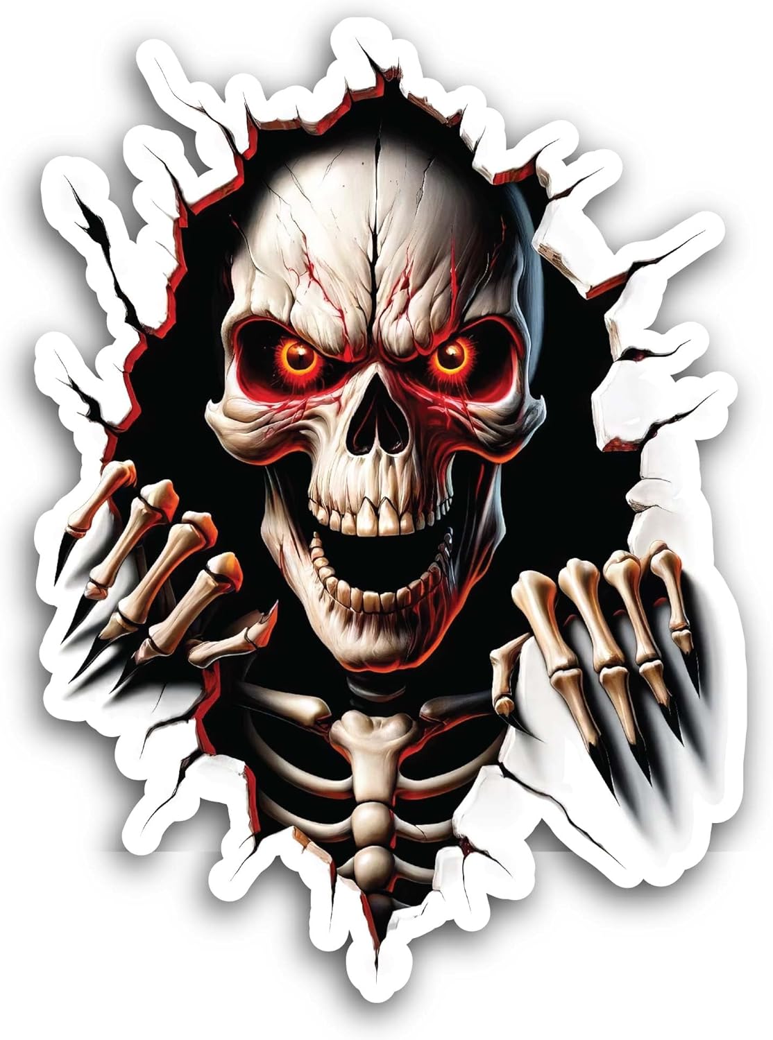 2 (Pieces) 3" and 5" Skull Ghost with Red Eyes Sticker, Waterproof Vinyl Decals for Many Purpose Like Cars, Trucks, Laptops, Phones, Windows and More
