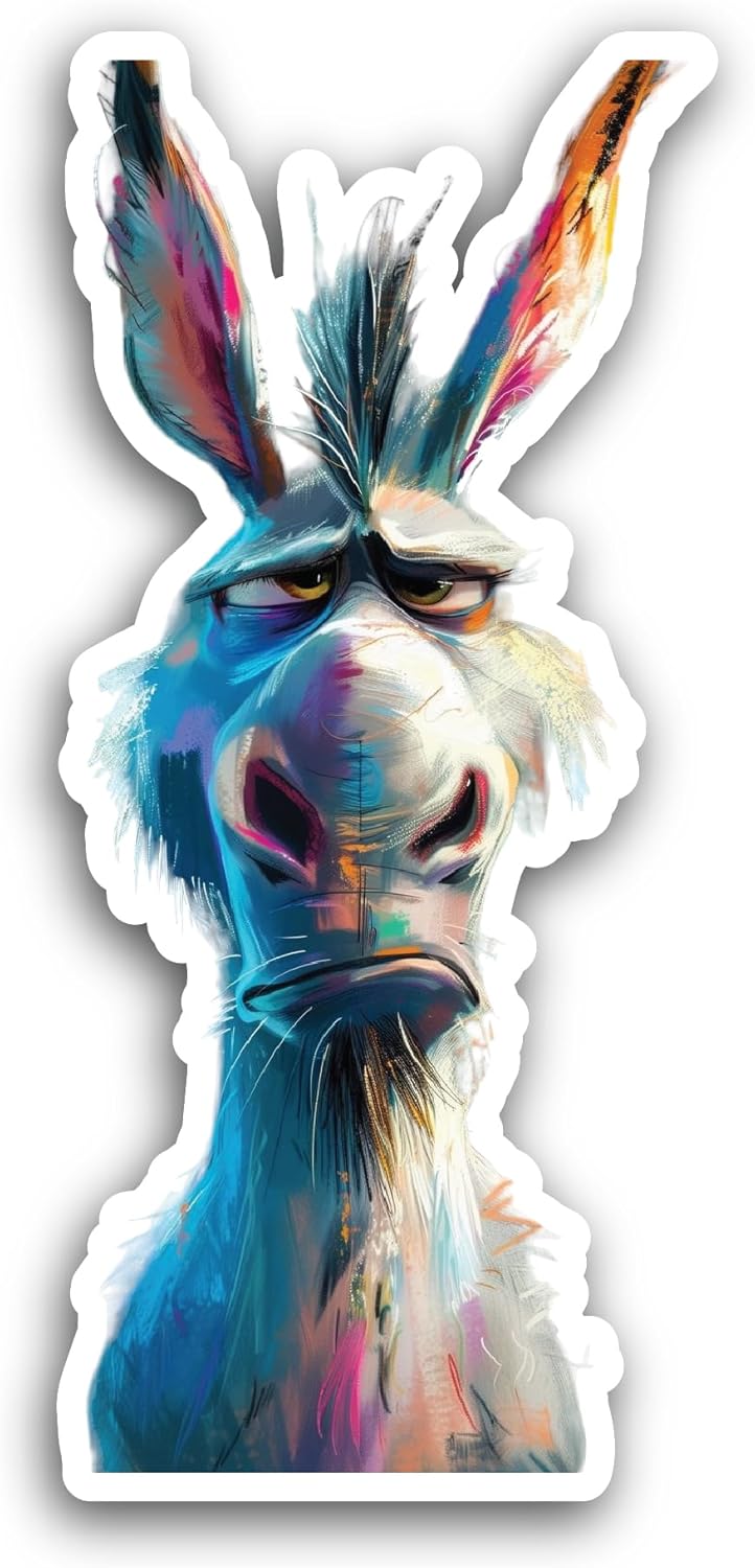 2 (Pieces) 3" and 5" Cute Cartoon Donkey Sticker, Waterproof Vinyl Decals for Many Purpose Like Cars, Trucks, Laptops, Phones, Windows and More