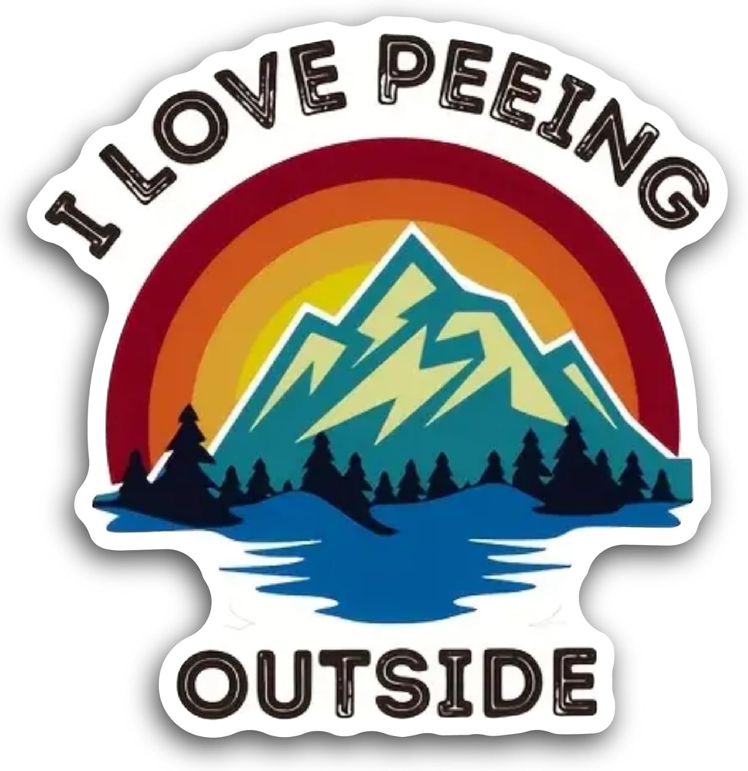 2 (Pieces) 3" and 5" I Love Peeing Outside Sticker, Waterproof Vinyl Decals for Many Purpose Like Cars, Trucks, Laptops, Phones, Windows and More