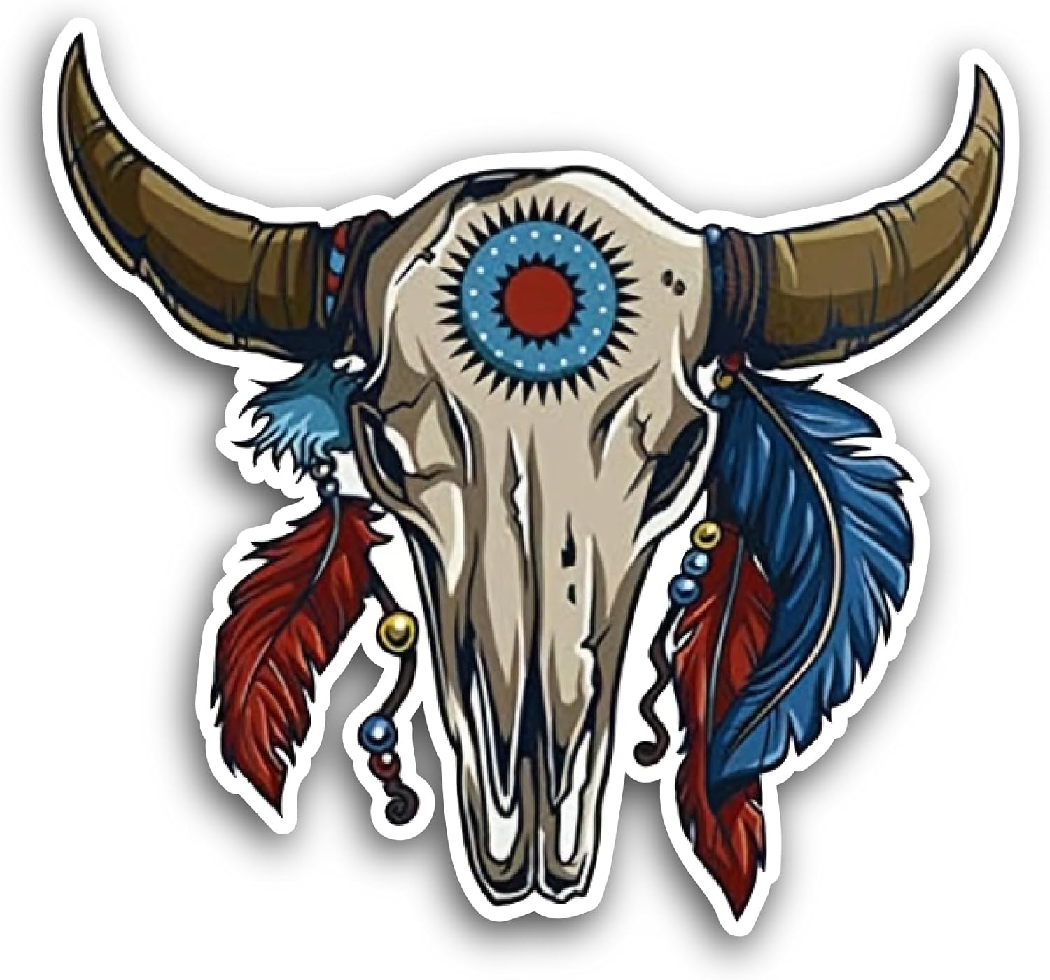 2 (Pieces) 3" and 5" Cow Skull Sticker, Waterproof Vinyl Decals for Many Purpose Like Cars, Trucks, Laptops, Phones, Windows and More