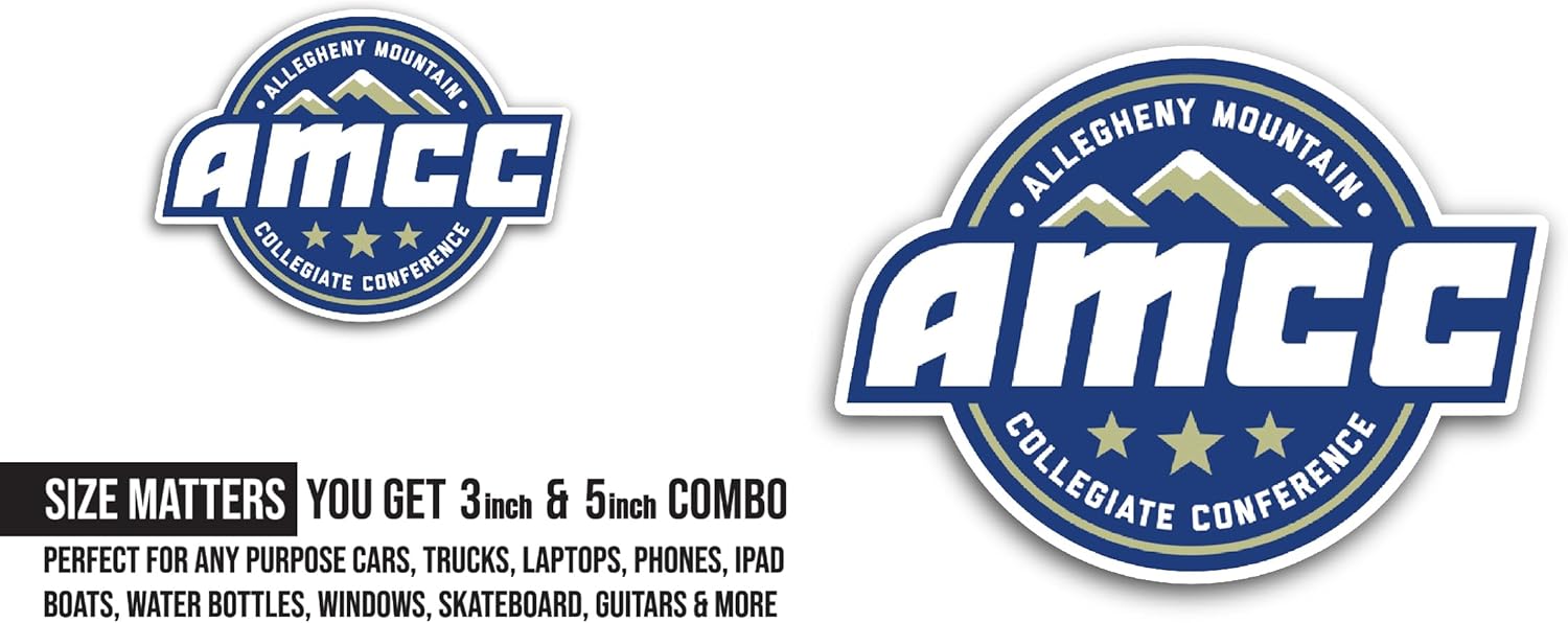 2 (Pieces) 3" and 5" Allegheny M0untain Collegiate Conference Decal Sticker, Waterproof Vinyl Decals for Many Purpose Like Cars, Trucks, Laptops, Phones, Windows and More