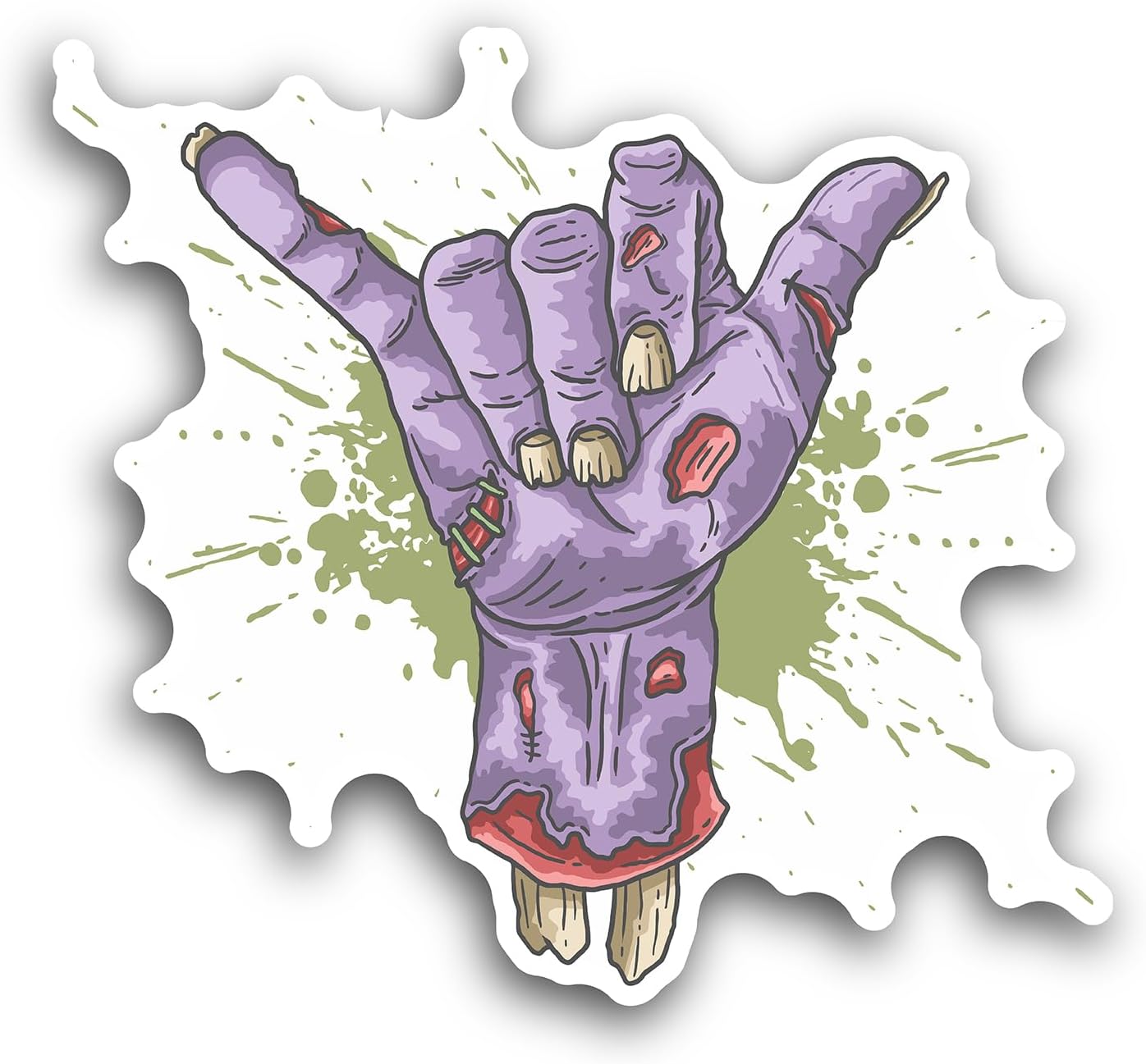 2 (Pieces) 3" and 5" Zombie Shaka Hand Sticker,Waterproof Vinyl Decals for Many Purpose Like Cars, Trucks, Laptops, Phones, Windows and More