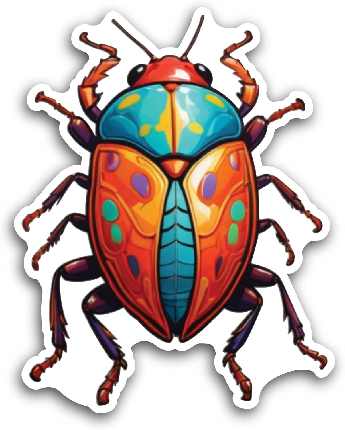 2 (Pieces) 3" and 5" Bright Colored Bug Sticker, Waterproof Vinyl Decals for Many Purpose Like Cars, Trucks, Laptops, Phones, Windows and More