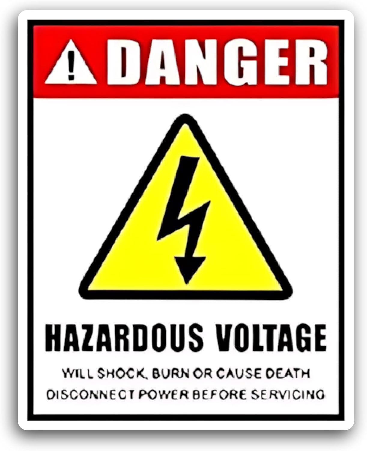 2 (Pieces) 3" and 5" Danger Hazardous Voltage Sticker, Waterproof Vinyl Decals for Many Purpose Like Cars, Trucks, Laptops, Phones, Windows and More
