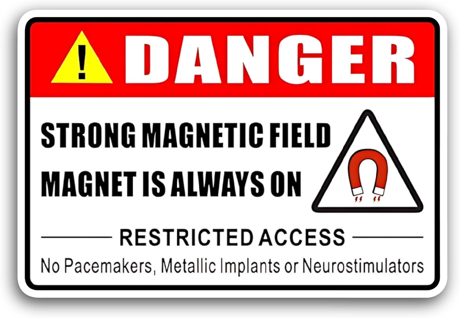 2 (Pieces) 3" and 5" Danger Strong Magnetic Field Symbol Sticker, Waterproof Vinyl Decals for Many Purpose Like Cars, Trucks, Laptops, Phones, Windows and More
