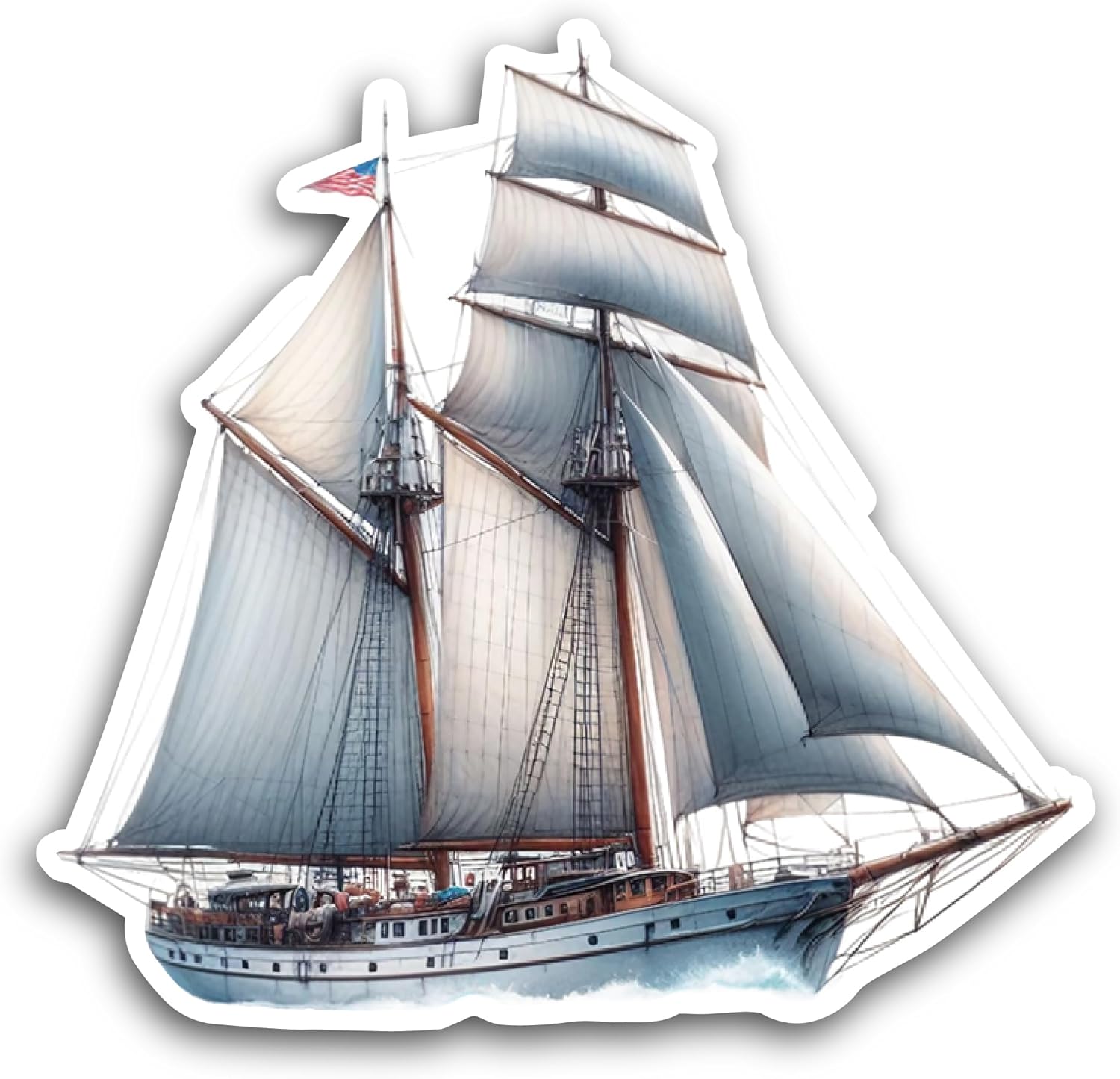 2 (Pieces) 3" and 5" Sailing Ship Sticker, Waterproof Vinyl Decals for Many Purpose Like Cars, Trucks, Laptops, Phones, Windows and More