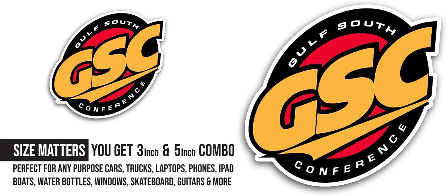 2 (Pieces) 3" and 5" Gulf S0uth Conference Sticker, Waterproof Vinyl Decals for Many Purpose Like Cars, Trucks, Laptops, Phones, Windows and More