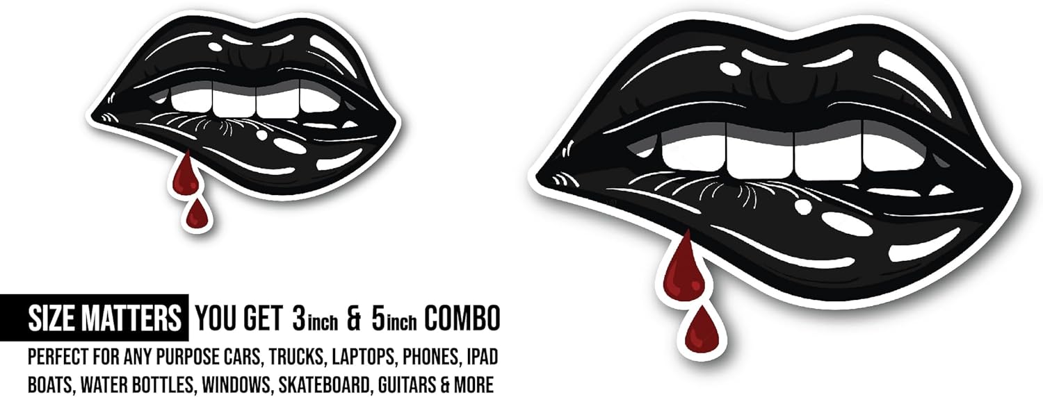 2 (Pieces) 3" and 5" Monster Mouth Vector Sticker, Waterproof Vinyl Decals for Many Purpose Like Cars, Trucks, Laptops, Phones, Windows and More