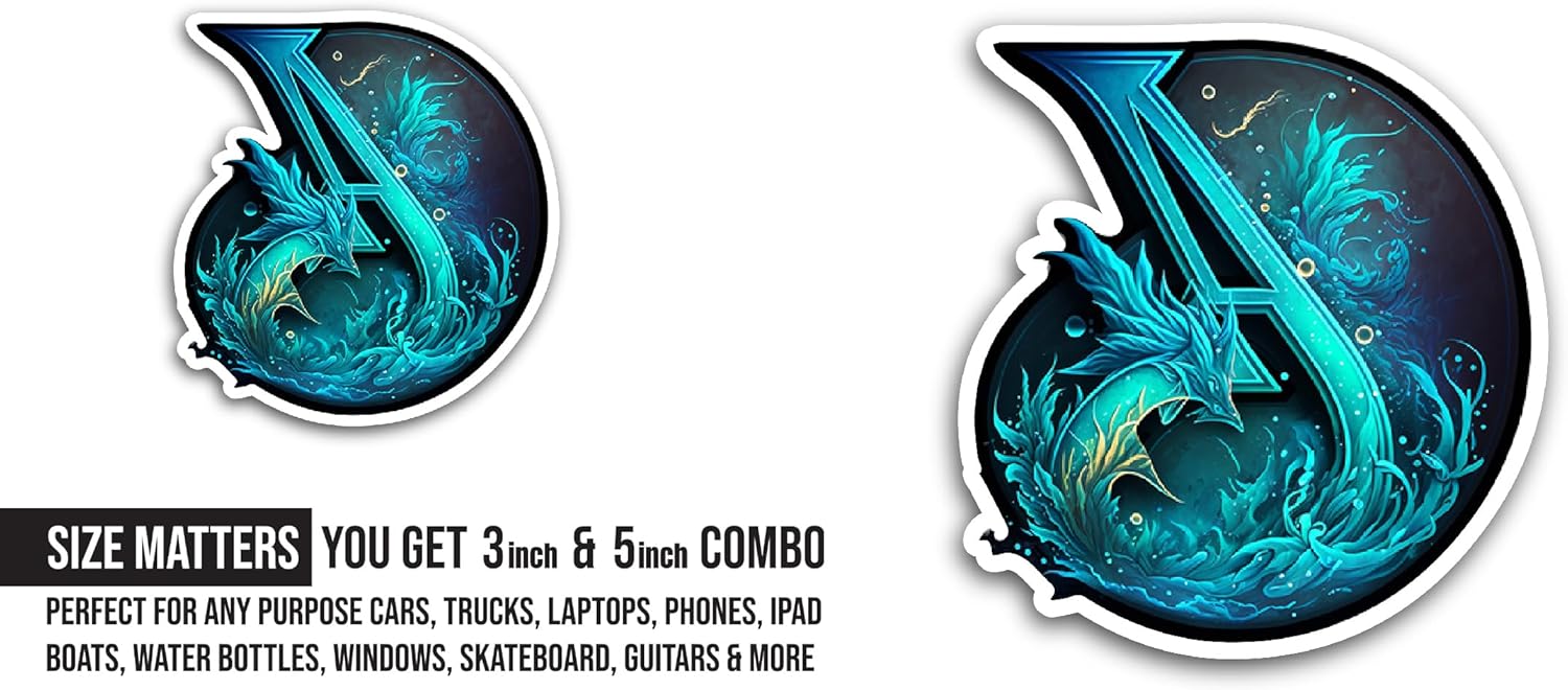 2 (Pieces) 3" and 5" Blue Letter A Sticker, Waterproof Vinyl Decals for Many Purpose Like Cars, Trucks, Laptops, Phones, Windows and More