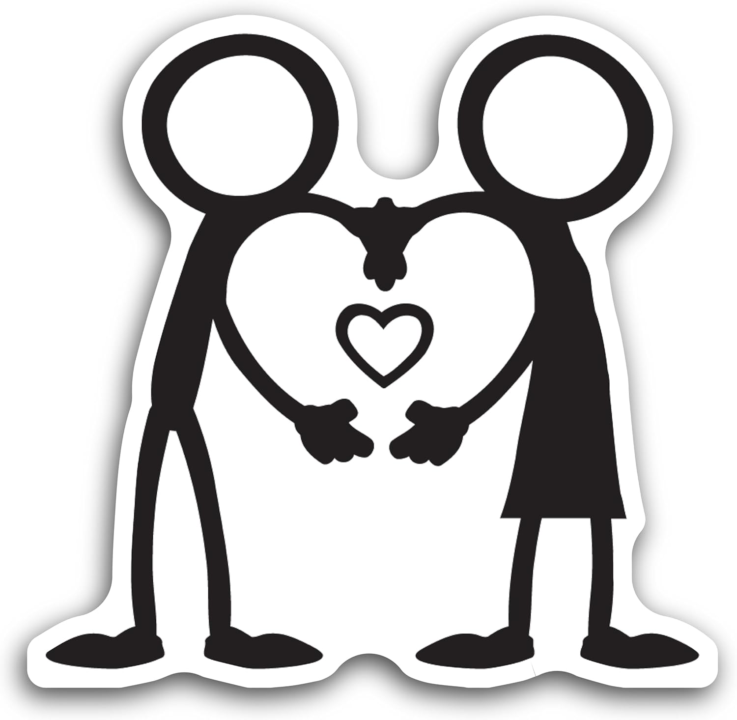 2 (Pieces) 3" and 5" Couple Hand Shake with Heart Symbol Decal Sticker, Waterproof Vinyl Decals for Many Purpose Like Cars, Trucks, Laptops, Phones, Windows and More