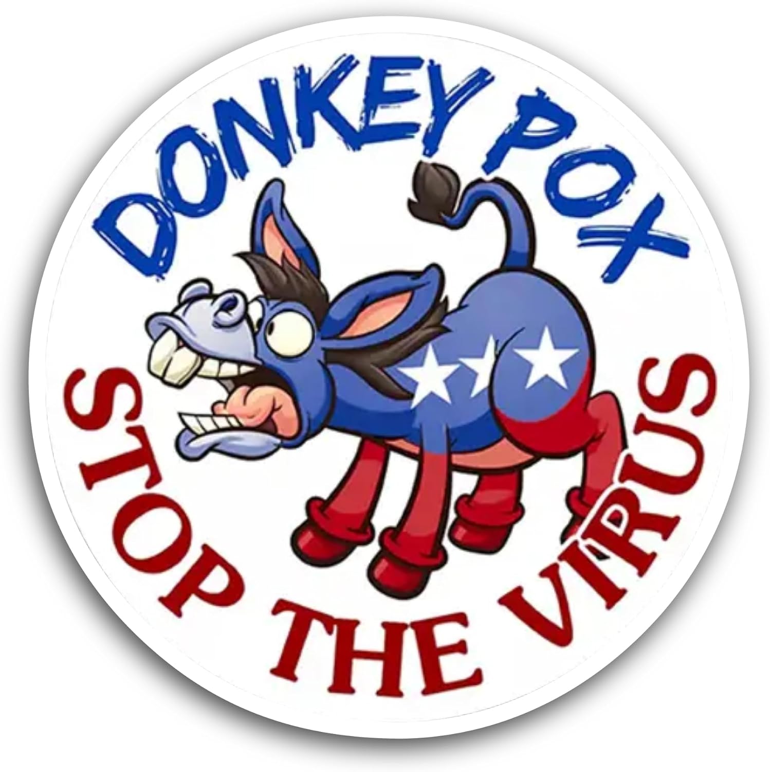 2 (Pieces) 3" and 5" Donkey Pox Sticker, Waterproof Vinyl Decals for Many Purpose Like Cars, Trucks, Laptops, Phones, Windows and More