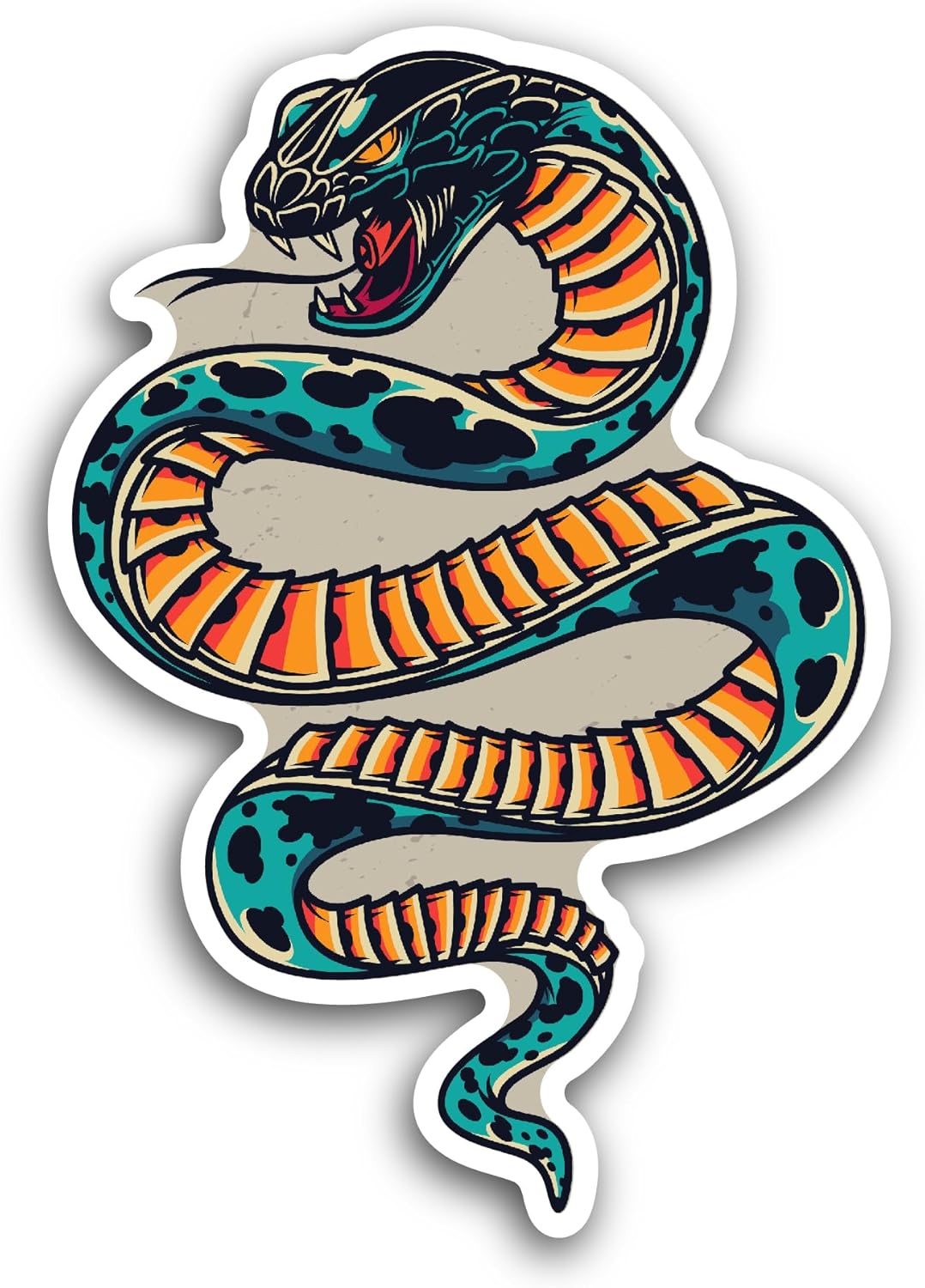 2 (Pieces) 3" and 5" Colorful Snake Sticker, Waterproof Vinyl Decals for Many Purpose Like Cars, Trucks, Laptops, Phones, Windows and More