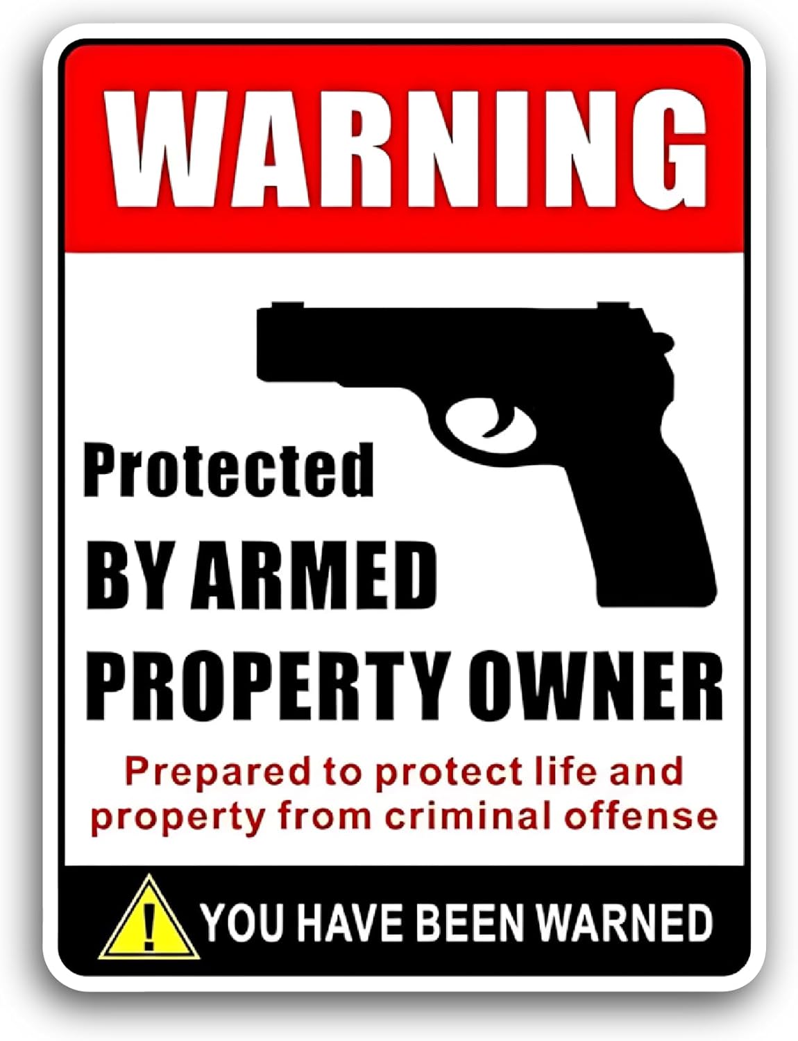 2 (Pieces) 3" and 5" Armed Property Owner Sticker, Waterproof Vinyl Decals for Many Purpose Like Cars, Trucks, Laptops, Phones, Windows and More