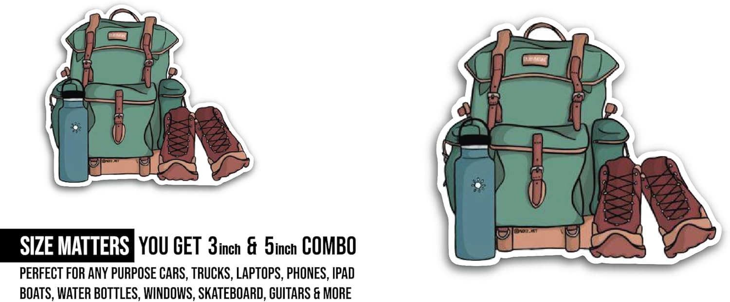 2 (Pieces) 3" and 5" Green Backpack Sticker, Waterproof Vinyl Decals for Many Purpose Like Cars, Trucks, Laptops, Phones, Windows and More