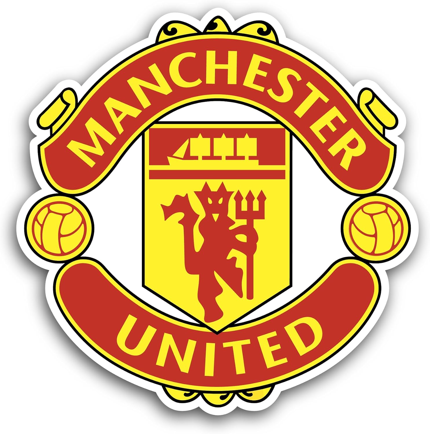 2 (Pieces) 3" and 5" Manch3ster United Sticker, Waterproof Vinyl Decals for Many Purpose Like Cars, Trucks, Laptops, Phones, Windows and More
