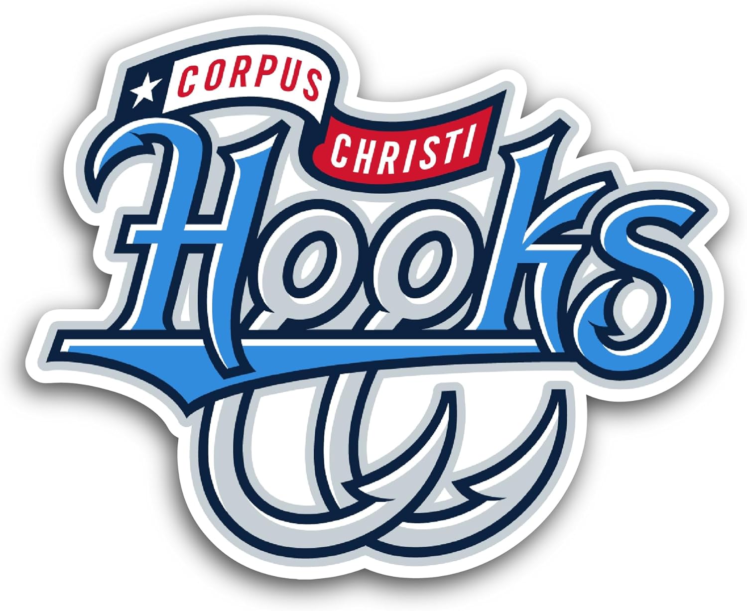 2 (Pieces) 3" and 5" C0rpus Christi Hooks Sticker, Waterproof Vinyl Decals for Many Purpose Like Cars, Trucks, Laptops, Phones, Windows and More