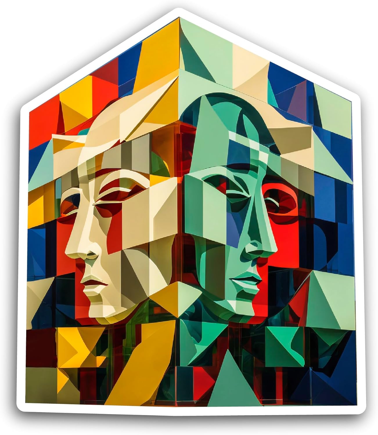 2 (Pieces) 3" and 5" Cubist Painting Portrait Sticker, Waterproof Vinyl Decals for Many Purpose Like Cars, Trucks, Laptops, Phones, Windows and More